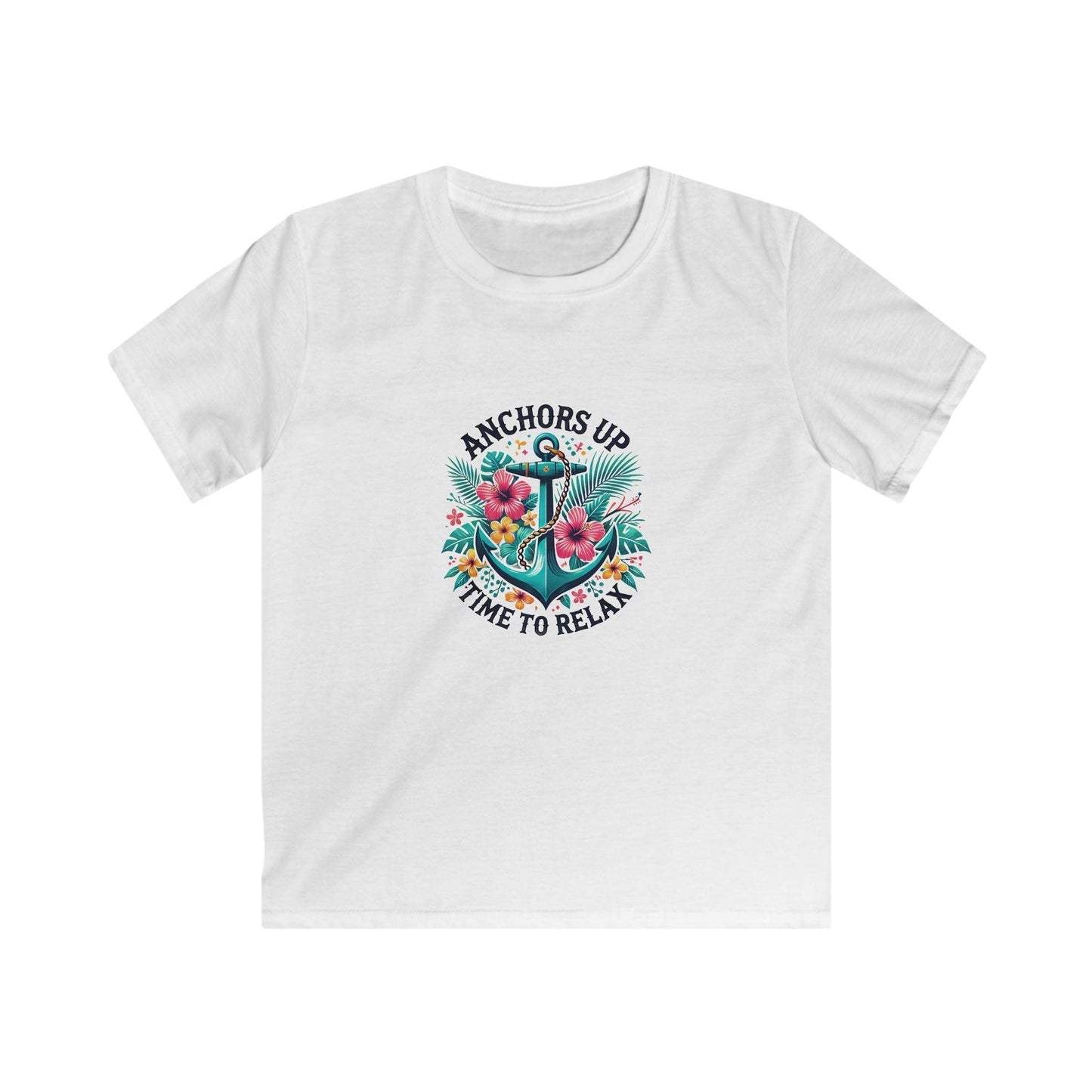 Anchors Up - Time to Relax Kids' Unisex Tee! 🌺⚓️ - Whippie's