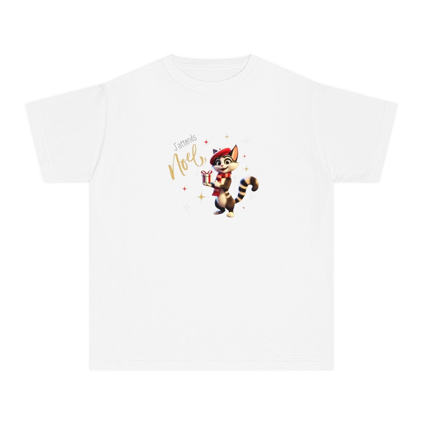 J'attends Noël 🐈⬛ Youth Midweight Tee 🎄 A purr-fectly Parisian Christmas for your little one! - Whippie's