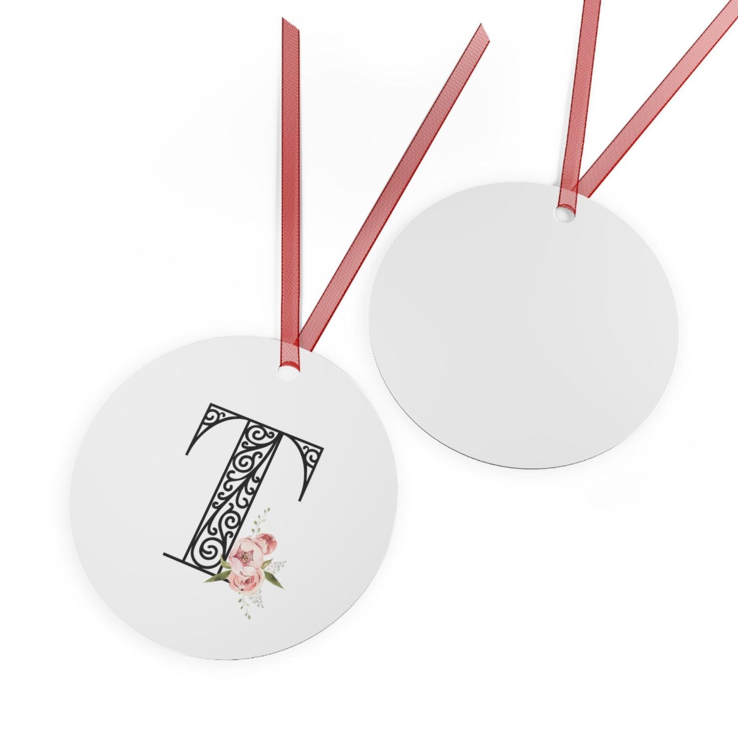 Floral Letters: Letter T - Metal Christmas Ornament - Whippie's