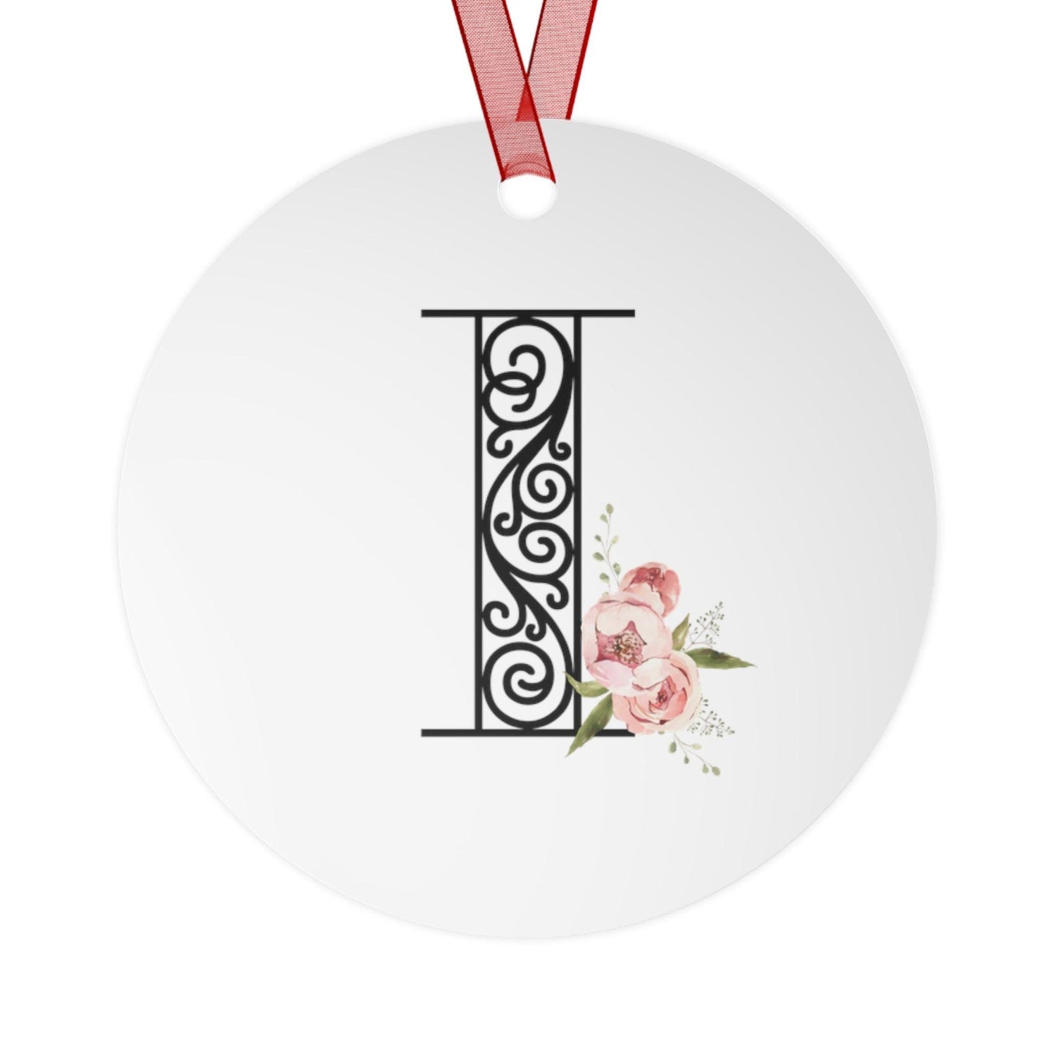 Floral Letters: Letter I - Metal Christmas Ornament - Whippie's