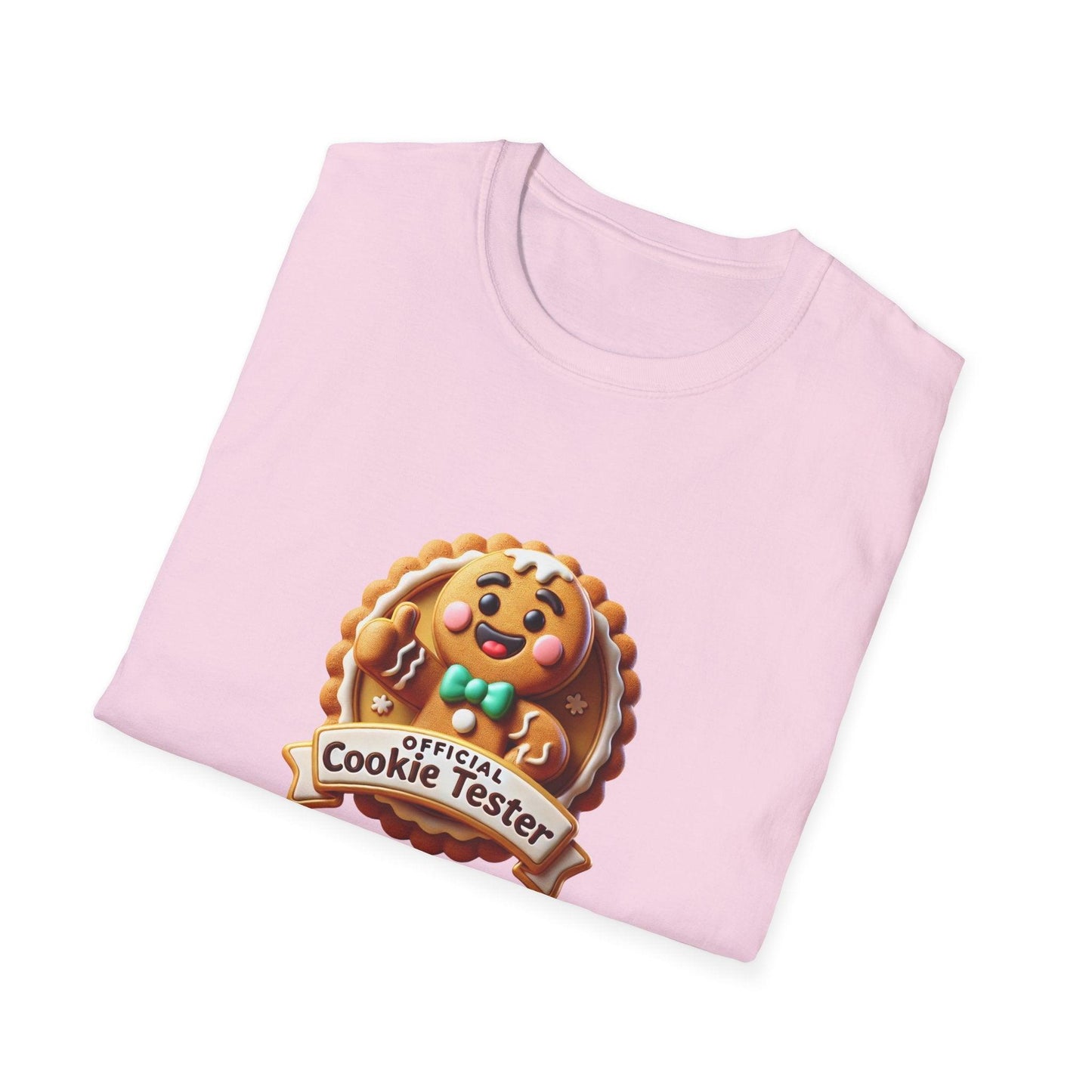 Official Cookie Tester 🍪 – Fun Gingerbread Design with Peeking Gingerbread Man - Unisex Softstyle Tee - Whippie's
