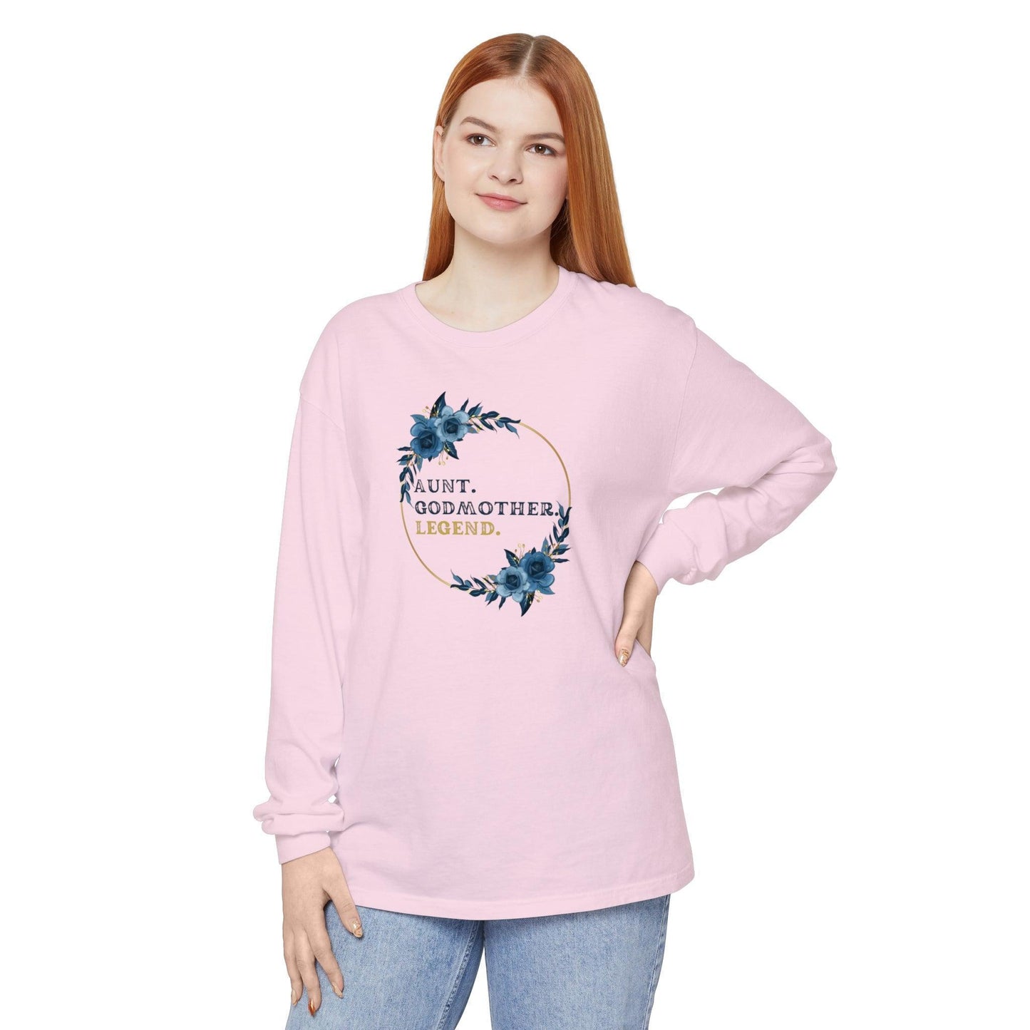 💐 Aunt. Godmother. Legend. Unisex Garment-Dyed Long Sleeve T-Shirt 👑 - Whippie's