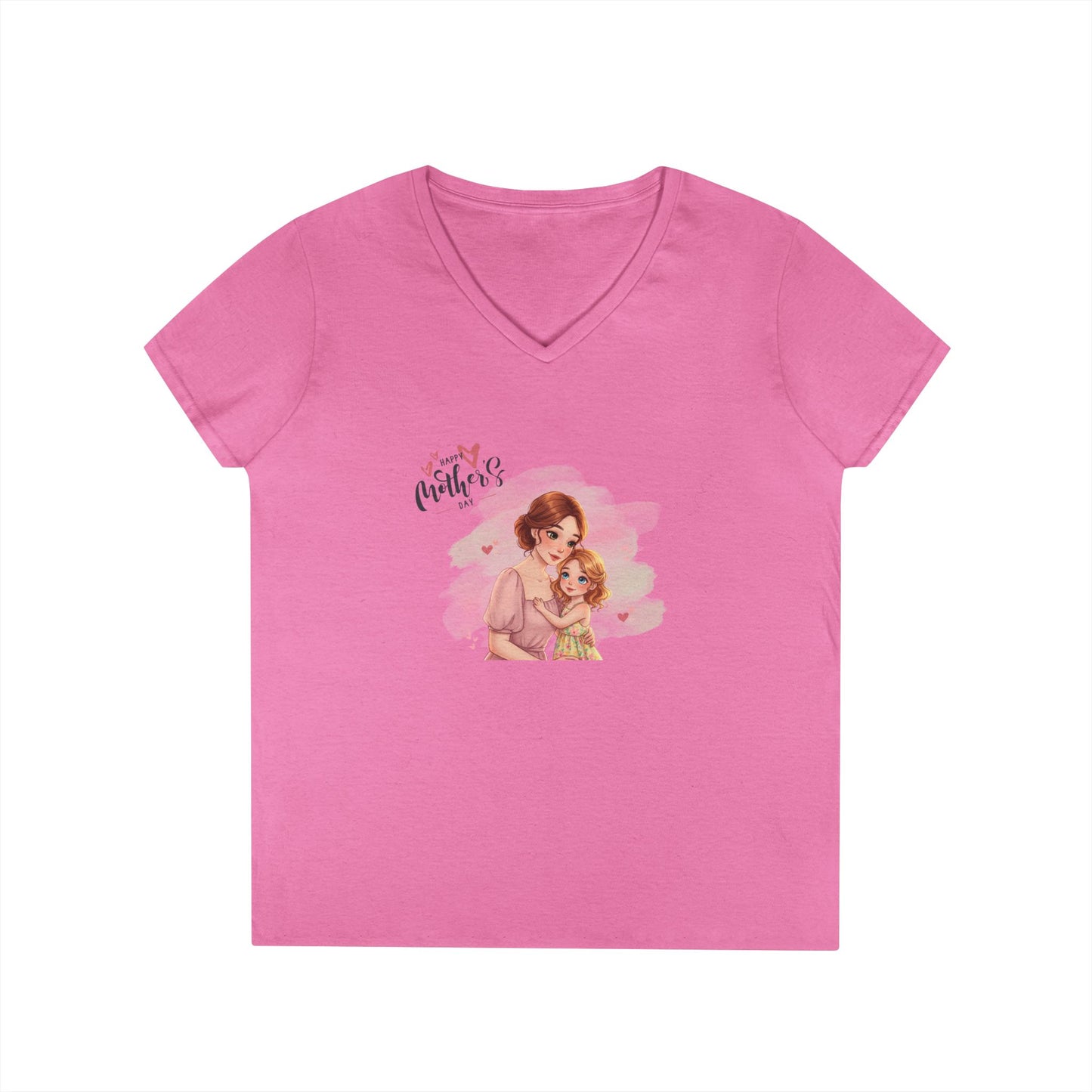 Happy Mother's Day Mom & Daughter Hug V-Neck T-Shirt - Whippie's