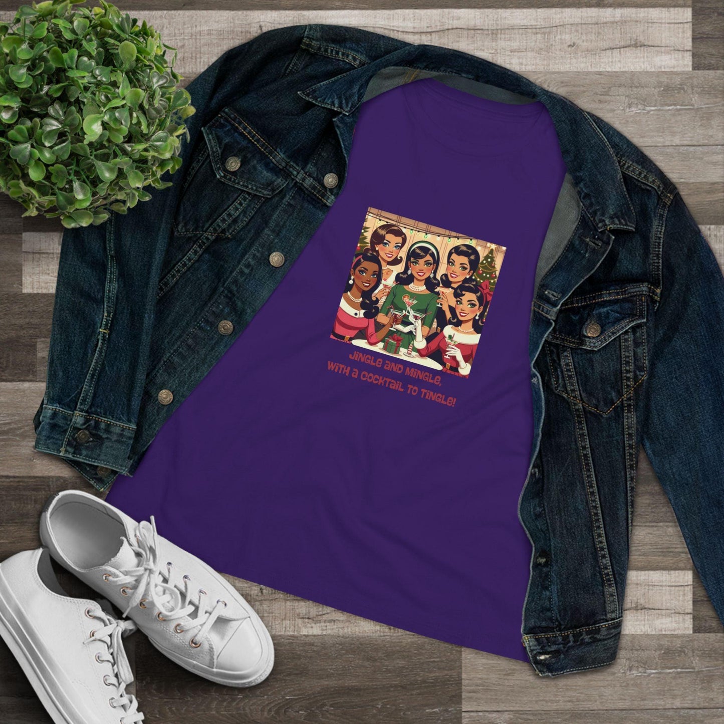 Holiday Friends Sipping Cocktails - Women's Softstyle Tee - Whippie's