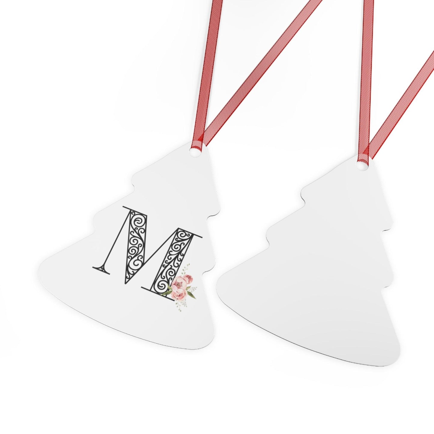 Floral Letters: Letter M - Metal Christmas Ornament - Whippie's