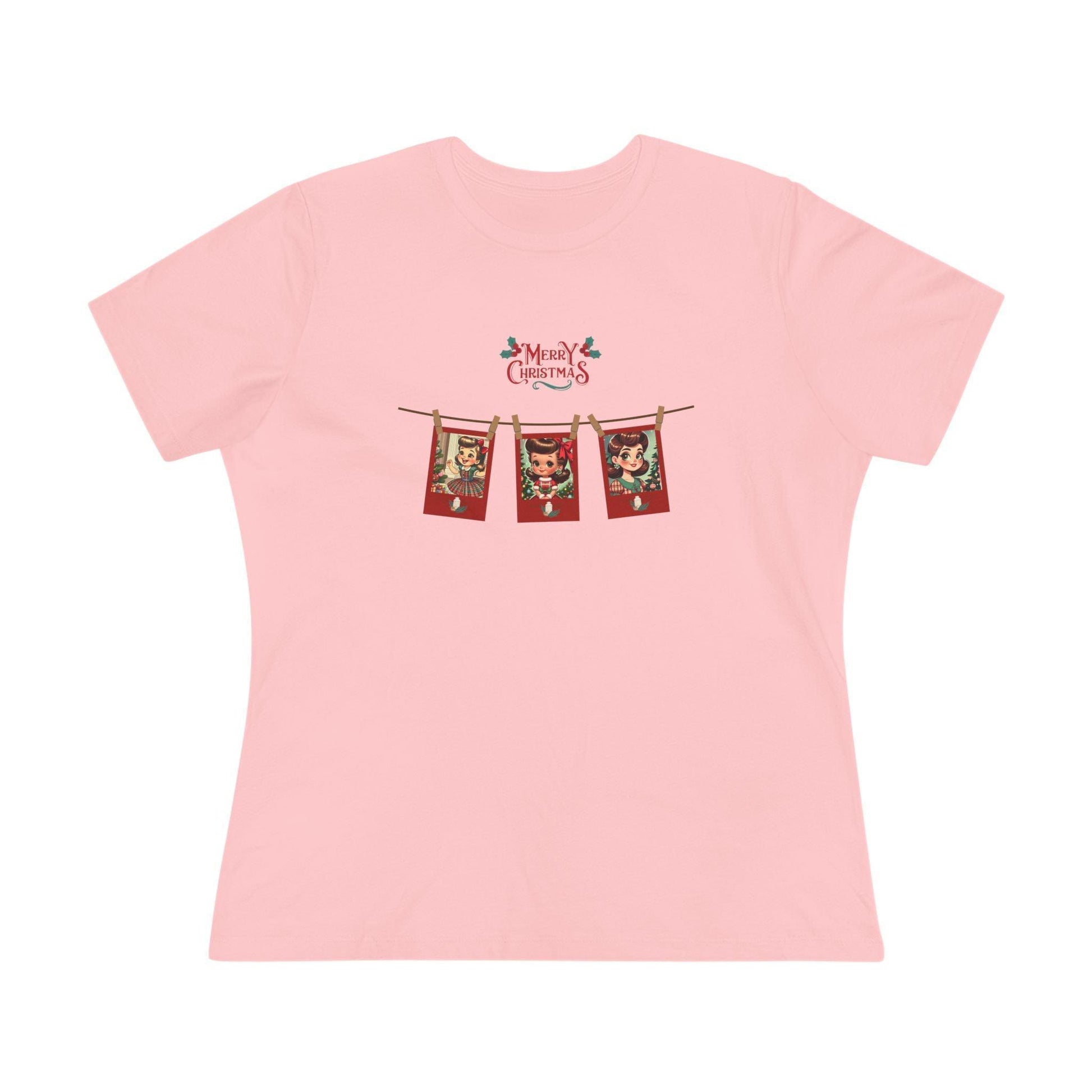 Merry Christmas - Photo Banner - Brunette Girls - Women's Softstyle Tee - Whippie's