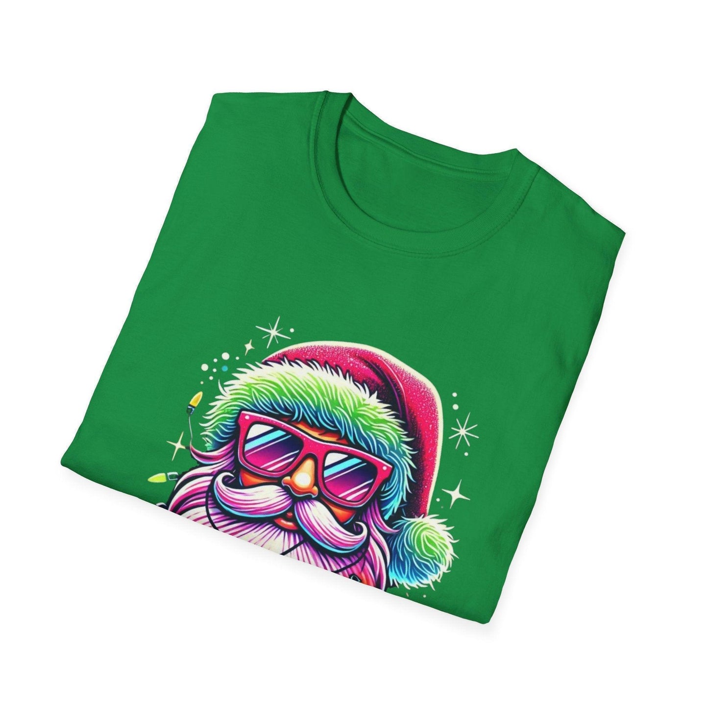 Shine Bright Like Santa! 🎅🎄🌈✨ - Unisex Softstyle T-shirt - Whippie's