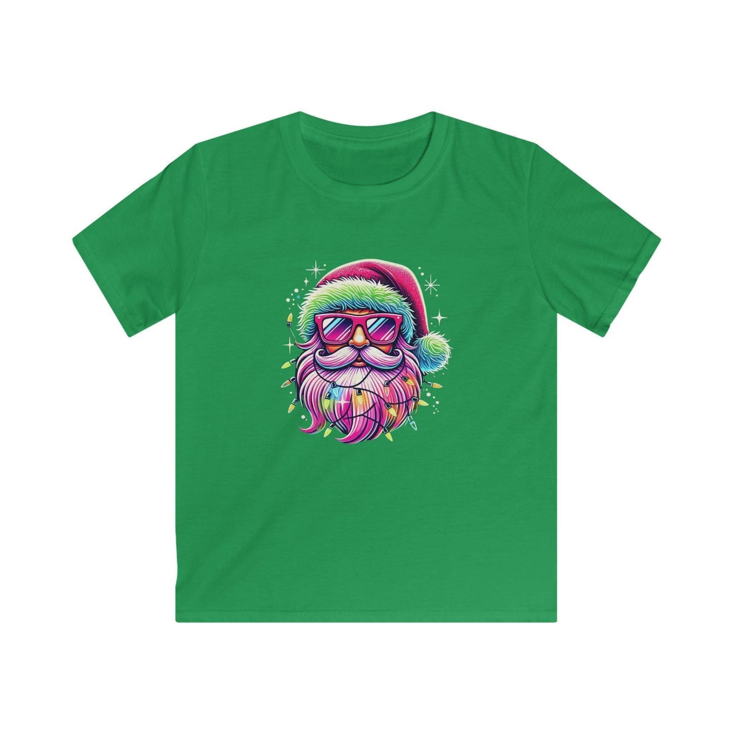 Shine Bright Like Santa! ✨🎅🎄🌈 Kids Softstyle Tee - Whippie's