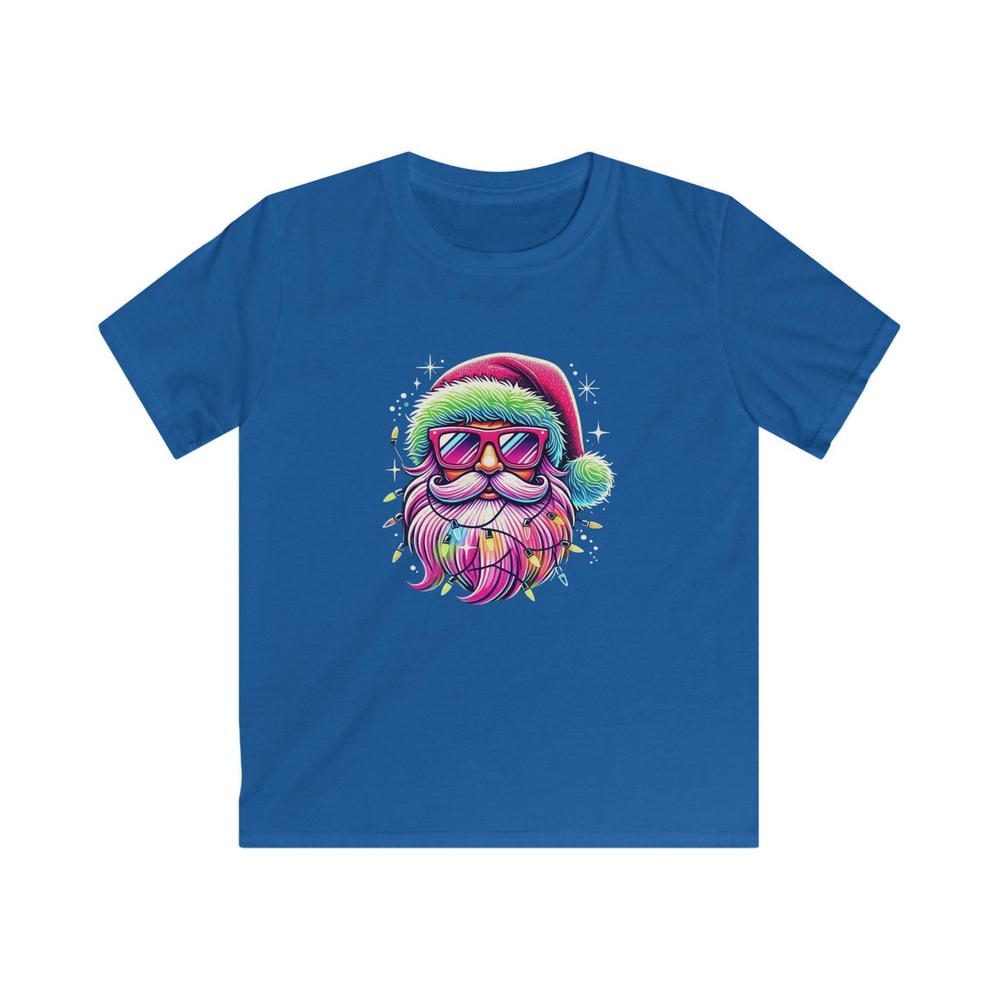 Shine Bright Like Santa! ✨🎅🎄🌈 Kids Softstyle Tee - Whippie's