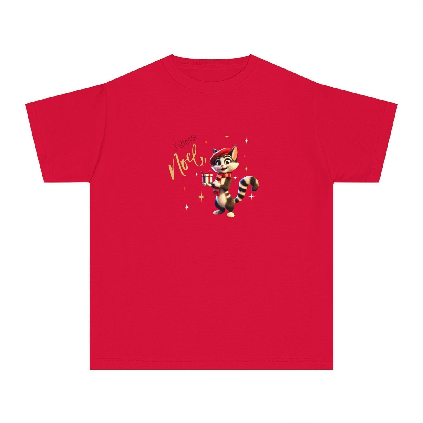 J'attends Noël 🐈⬛ Youth Midweight Tee 🎄 A purr-fectly Parisian Christmas for your little one! - Whippie's
