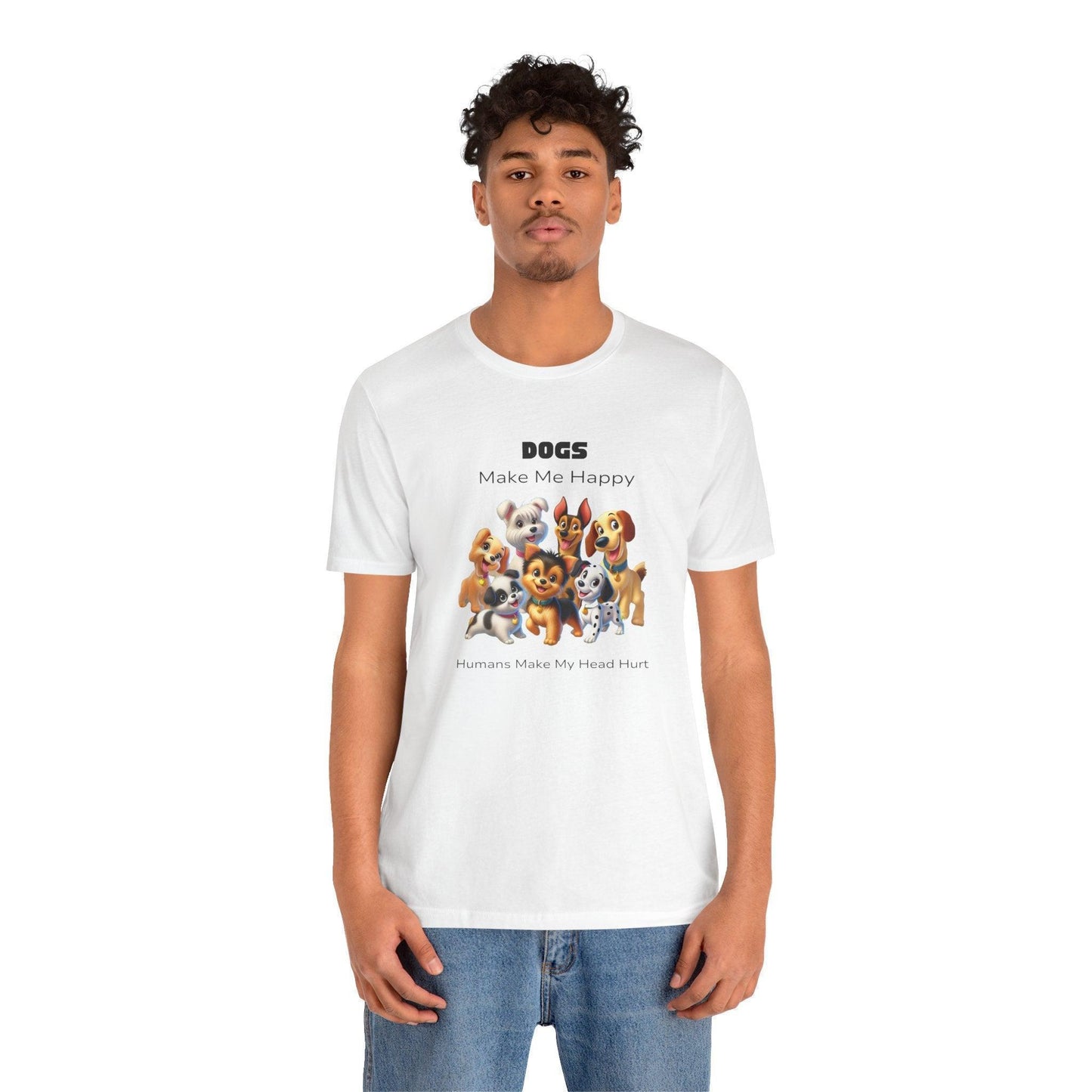 🐶 Dogs Make Me Happy 😊 Unisex Jersey Tee ✨ Pawsitive vibes only! 🐾 - Whippie's