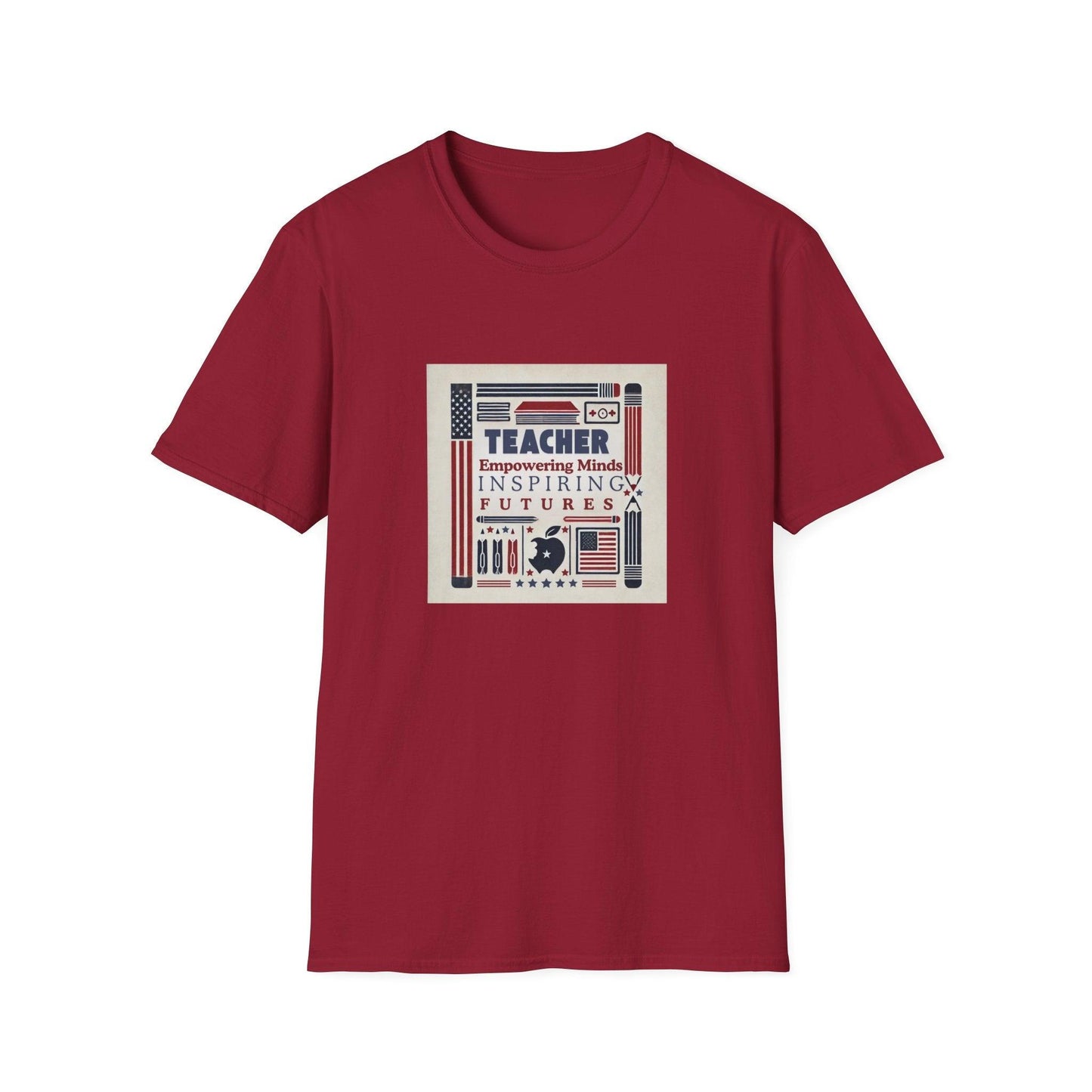 Teacher, Empowering Minds, Inspiring Futures Tee 🍎📚 - Patriotic Colors - Unisex T-Shirt - Whippie's