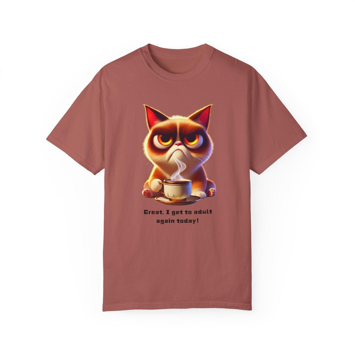 Adulting Again 😾☕ Unisex Garment-Dyed Tee 😹 - Whippie's