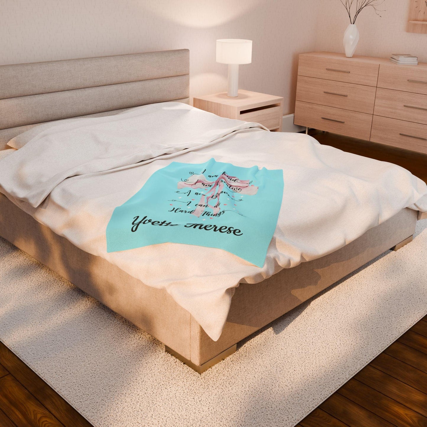 I am Kind, I am Creative, I am Brave, I can Do Hard Things Velveteen Plush Blanket - Personalizable - Whippie's