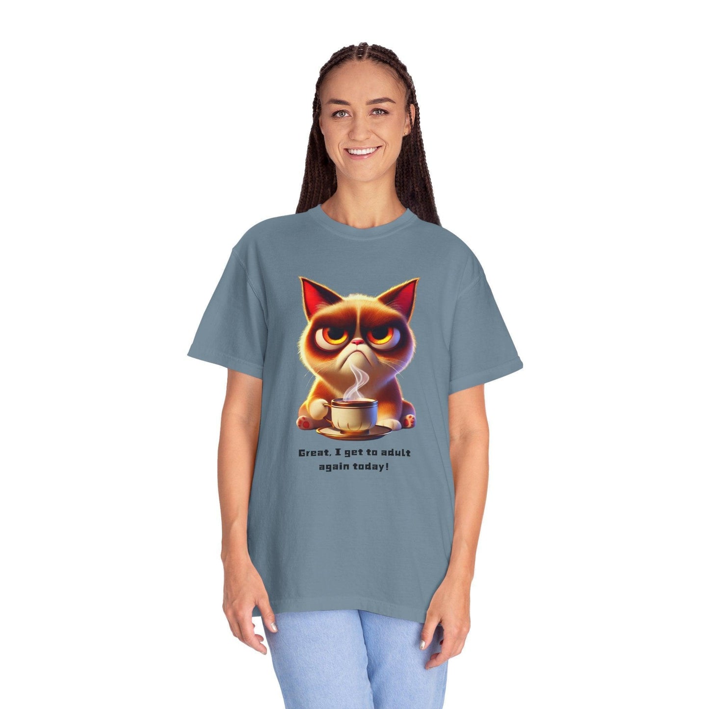 Adulting Again 😾☕ Unisex Garment-Dyed Tee 😹 - Whippie's