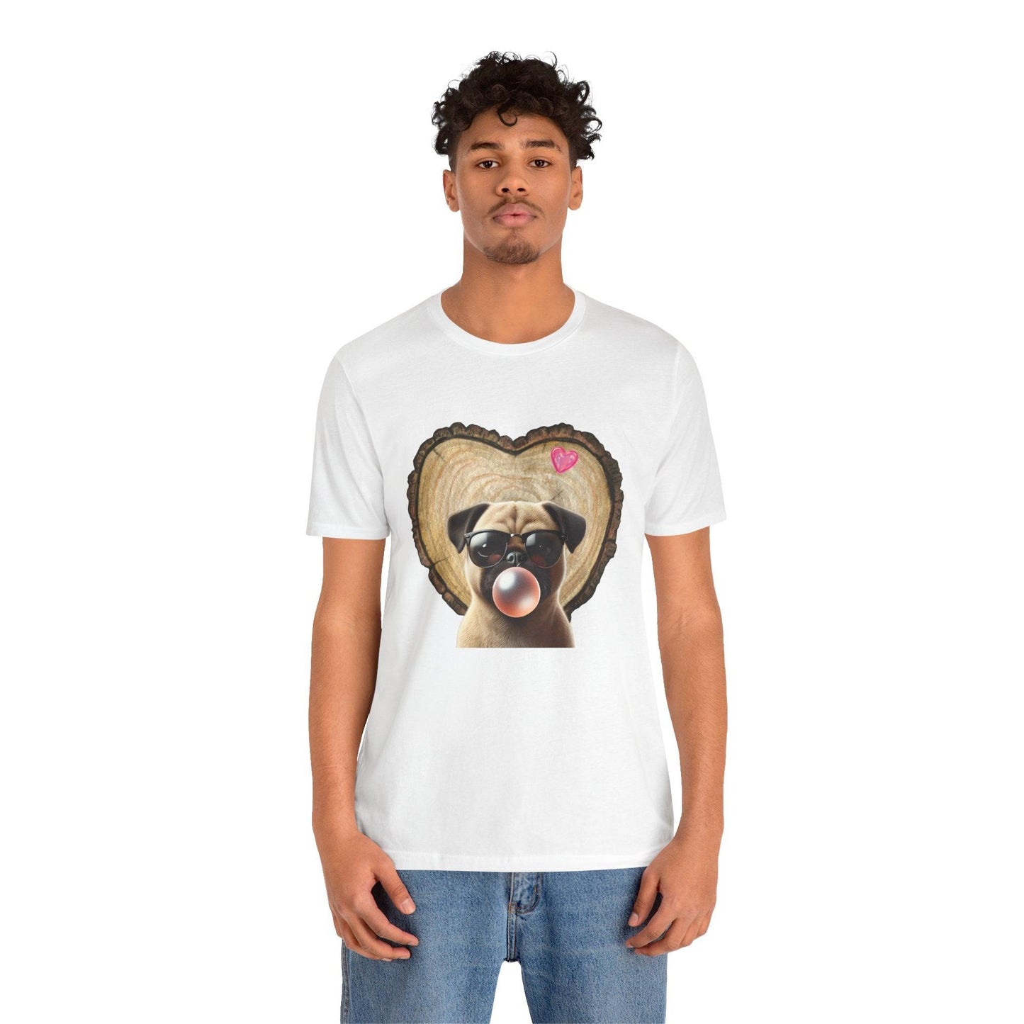 Pug Love - Unisex Jersey Tee - 🐶💕 Spread the Love with a Bubbly Pug! 💕🐶 - Whippie's