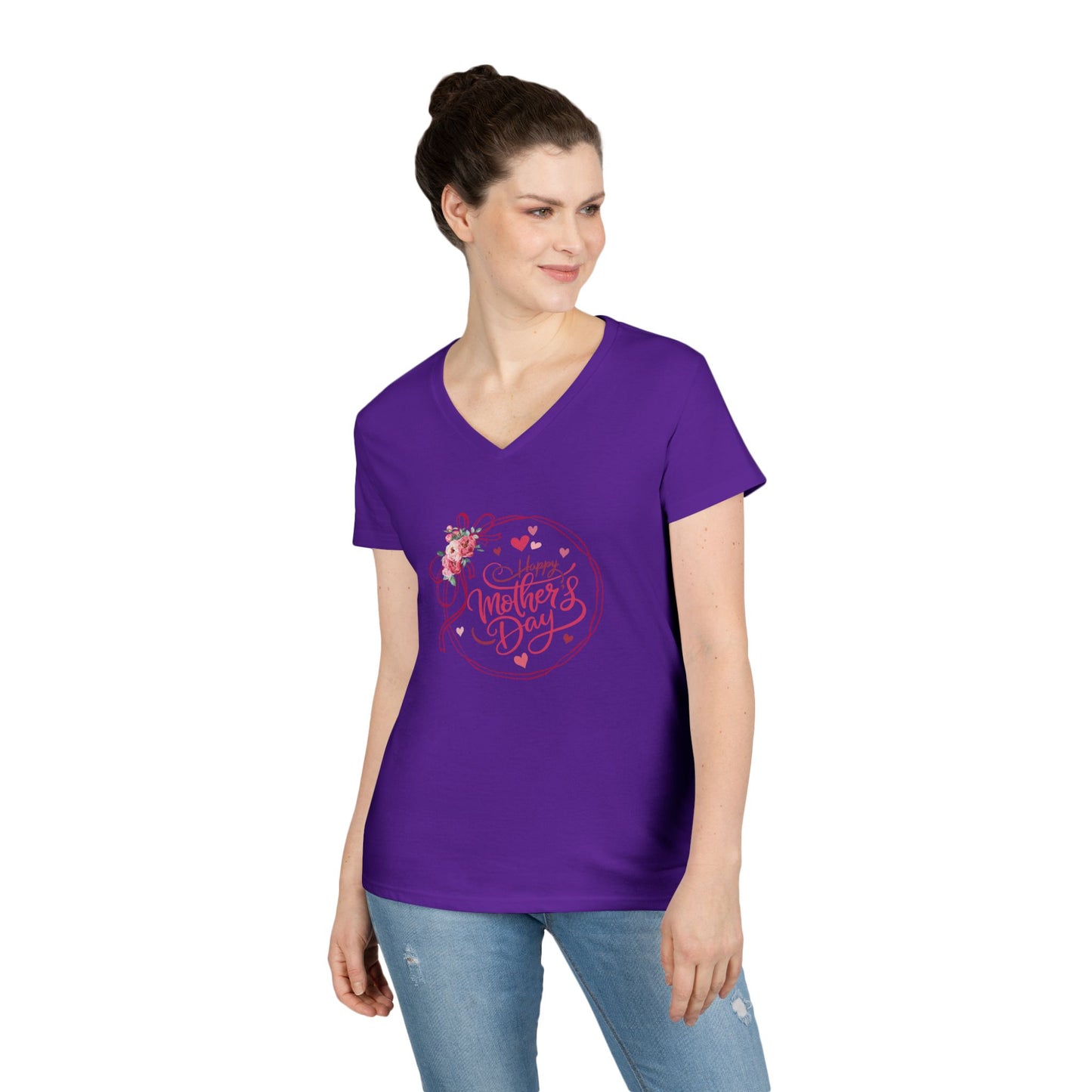 Happy Mother's Day Peonies V-Neck T-Shirt - Whippie's