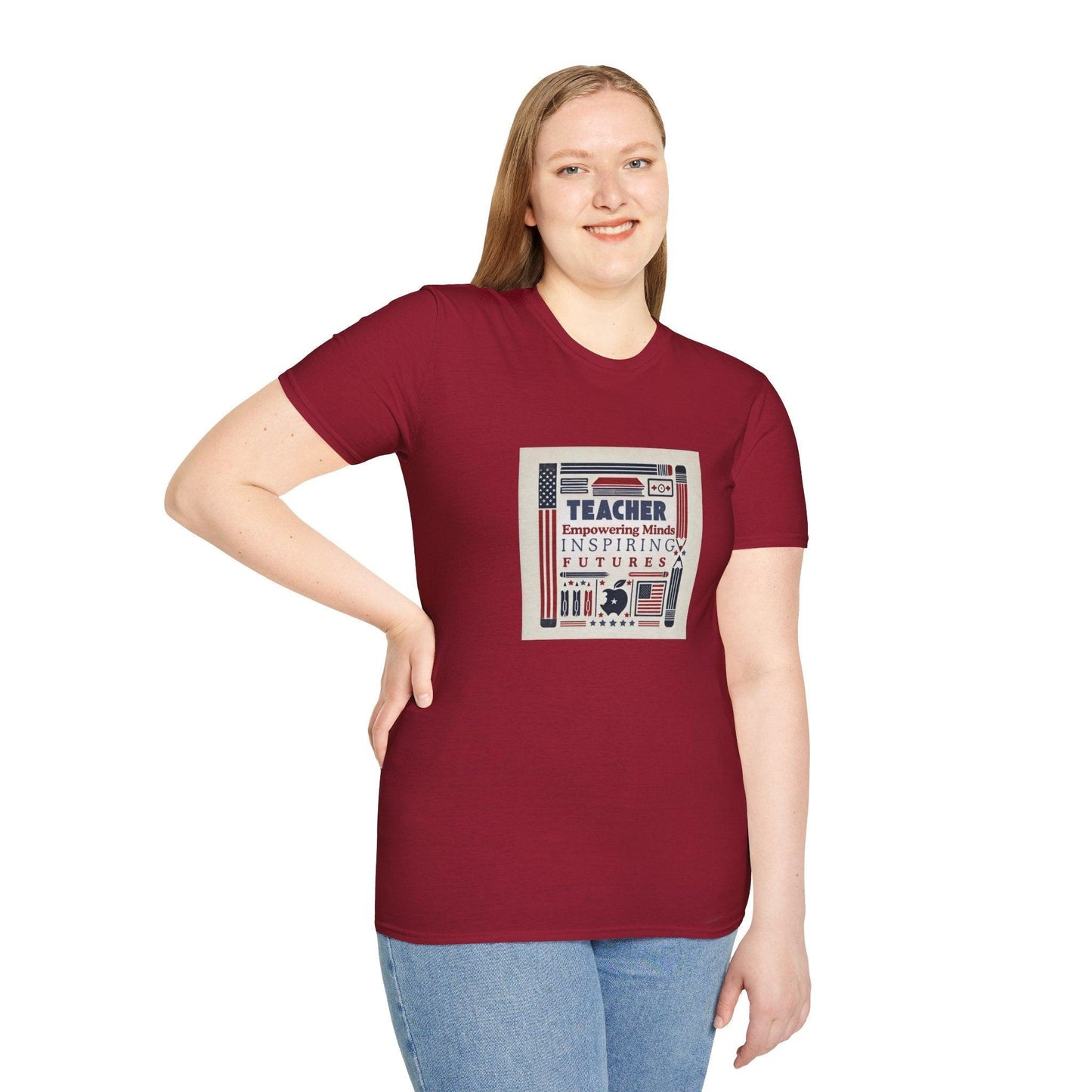 Teacher, Empowering Minds, Inspiring Futures Tee 🍎📚 - Patriotic Colors - Unisex T-Shirt - Whippie's