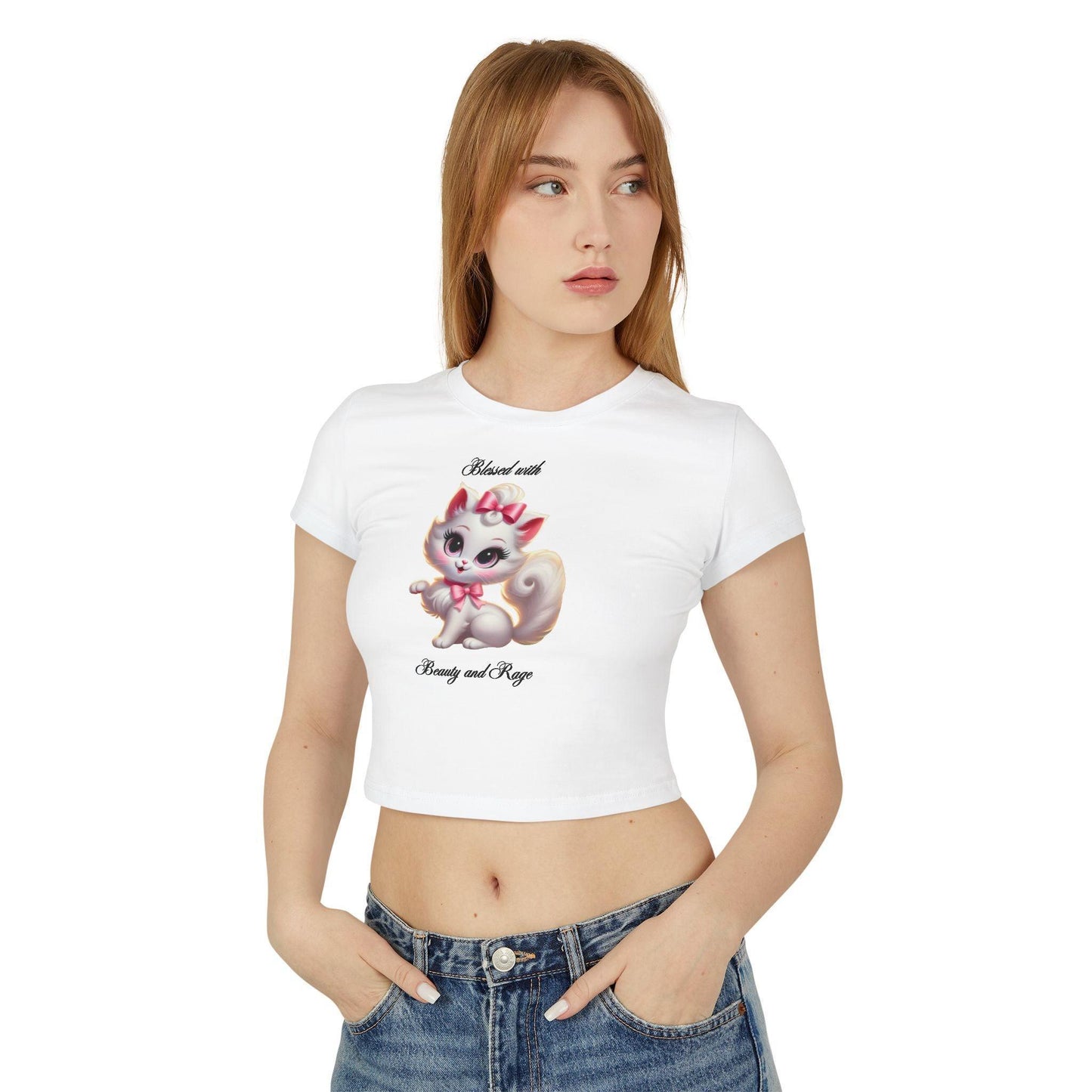Blessed with Beauty & Rage - Women's Baby Tee 🐱 😈 - Whippie's