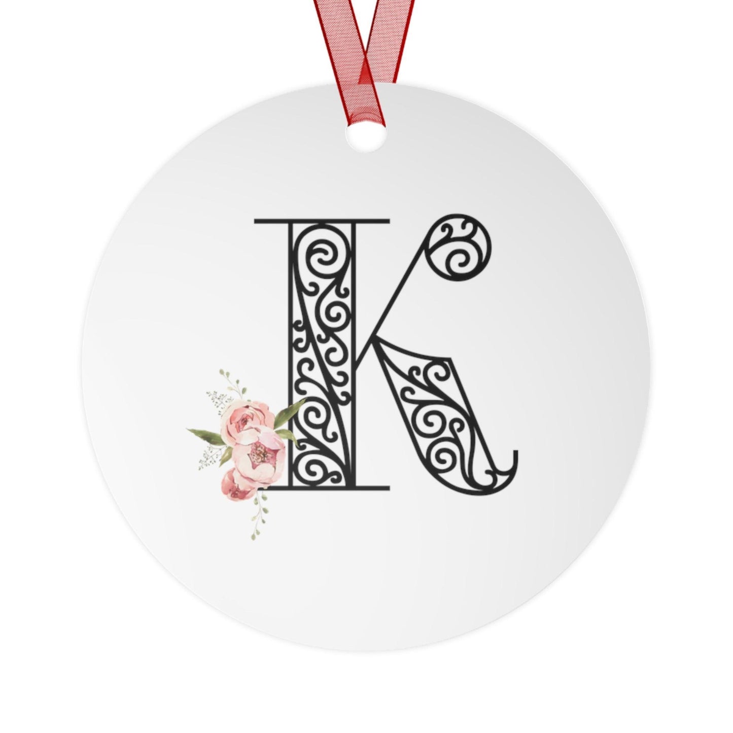 Floral Letters: Letter K - Metal Christmas Ornament - Whippie's