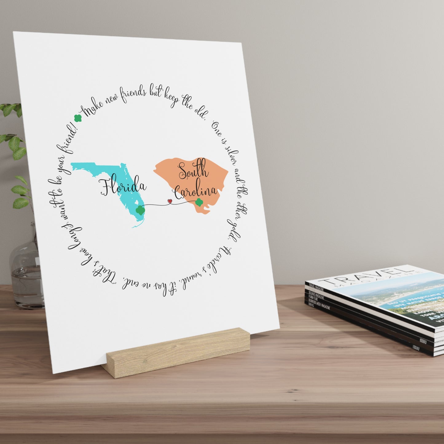 Girl Scout Friendship Moving to New State - Gallery Board with Stand - Personalizable - Whippie's