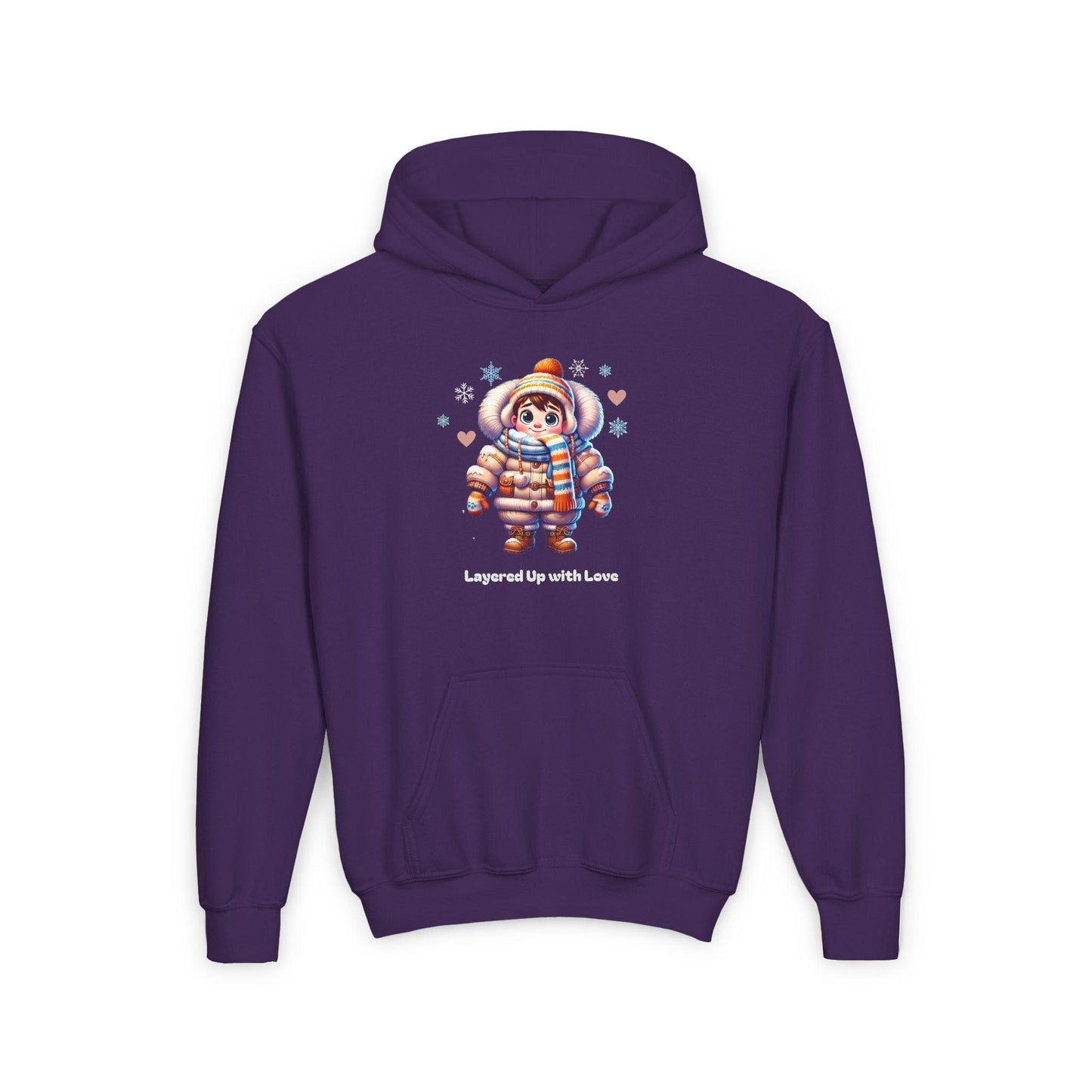 Layered Up with Love (Boy) - Cozy Comfort for Kids! ❄️💙 Youth Heavy Blend Hooded Sweatshirt - Whippie's