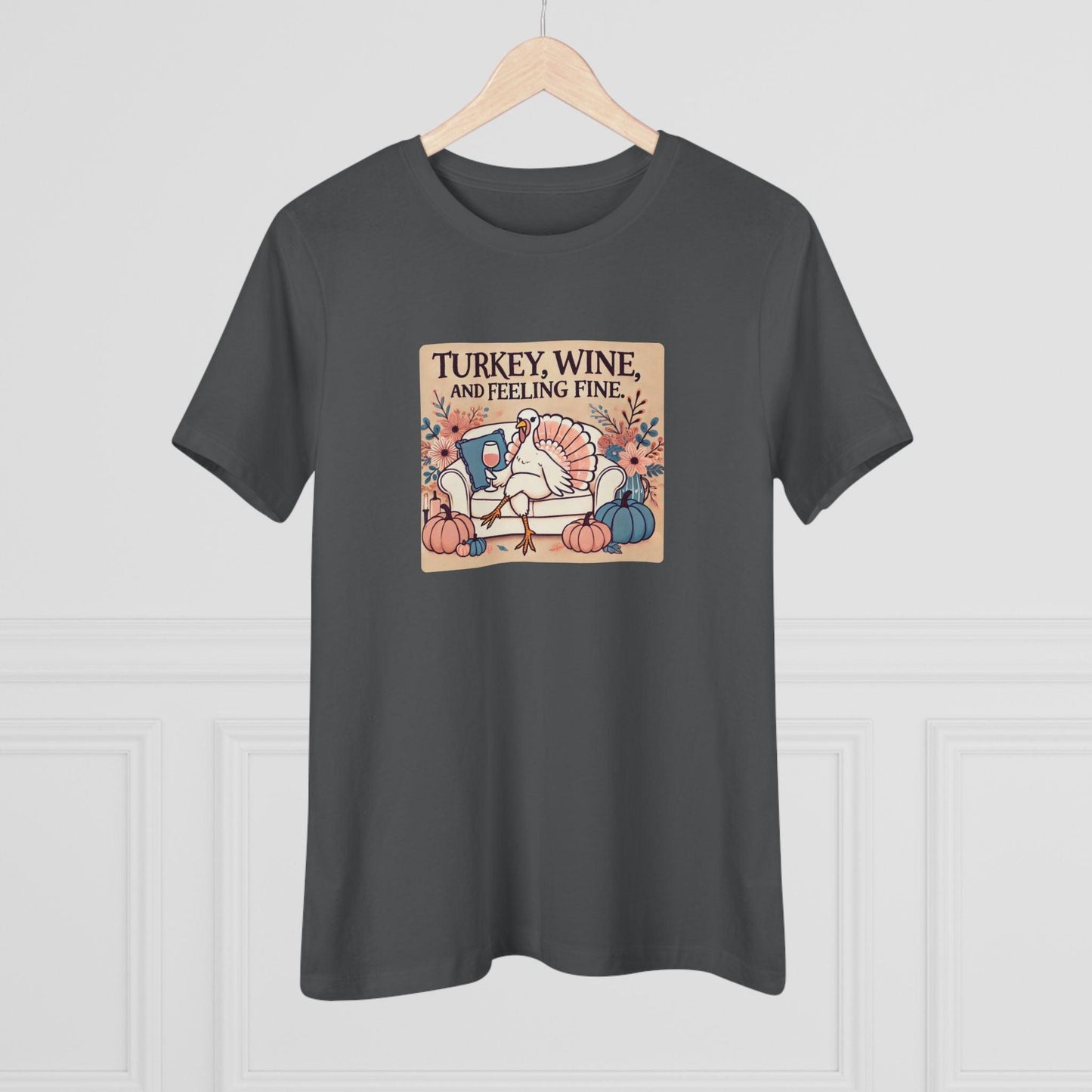 Turkey, Wine, Feeling Fine - Cheers to Thanksgiving! 🦃🍷 - Women's Softstyle Tee - Whippie's