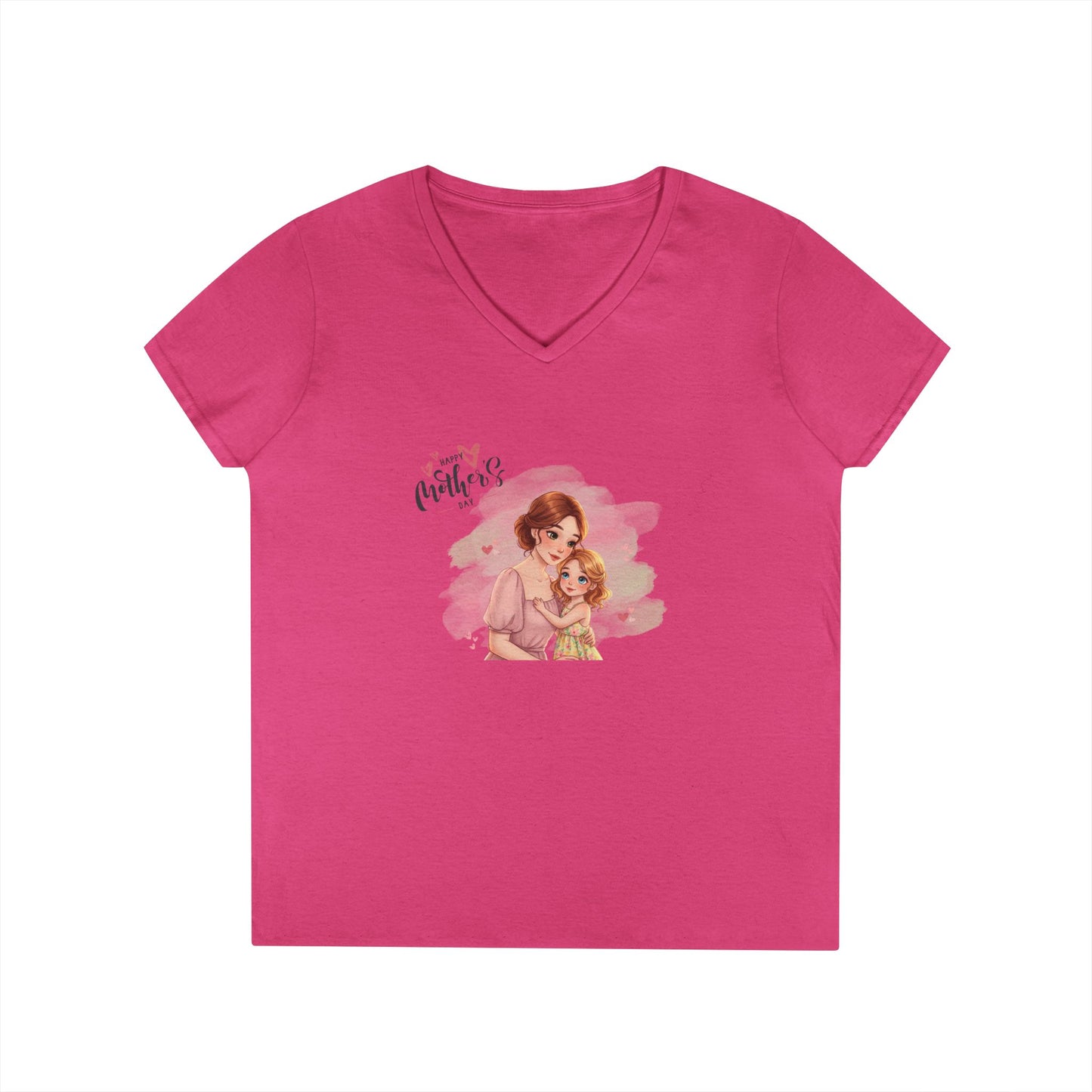 Happy Mother's Day Mom & Daughter Hug V-Neck T-Shirt - Whippie's