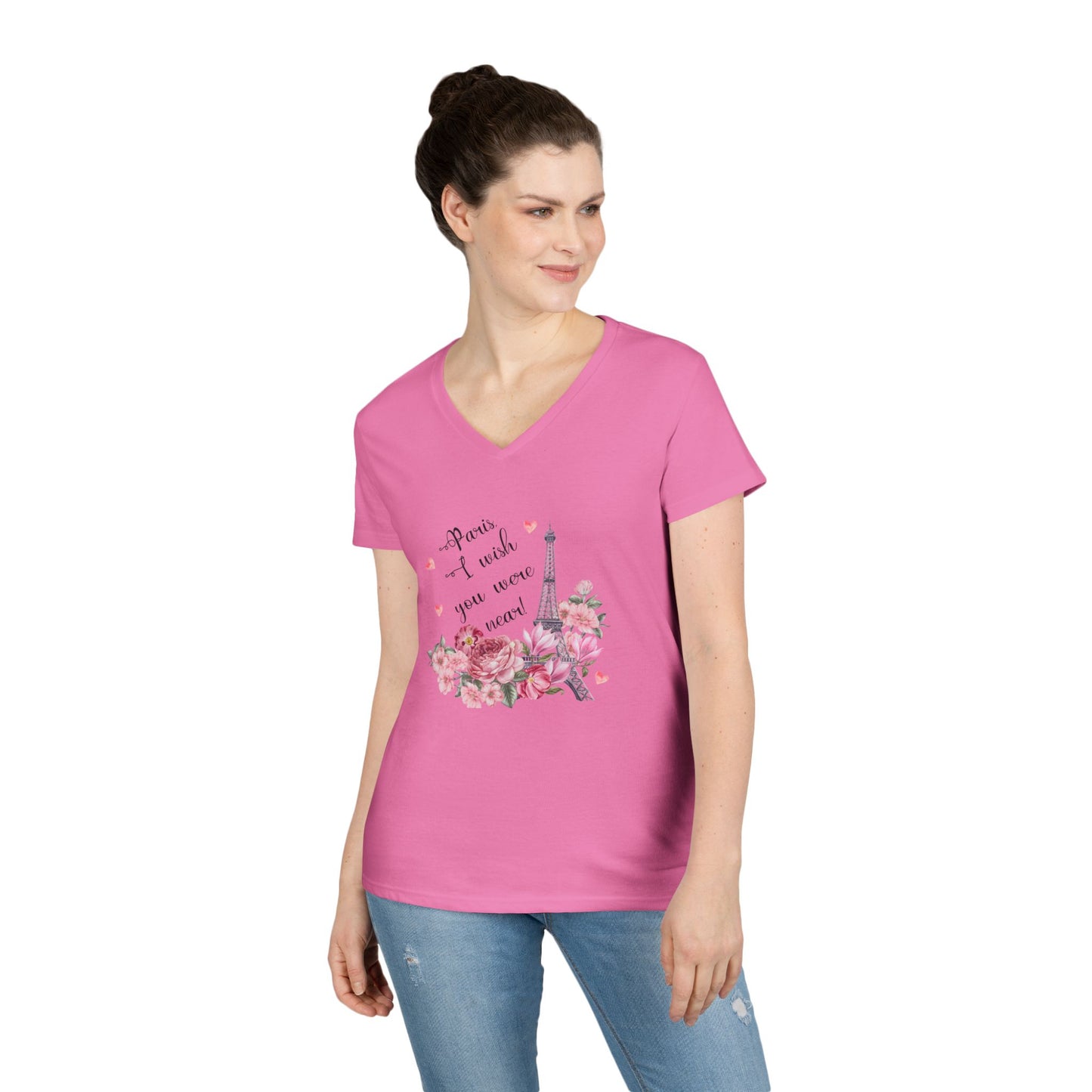 Paris, I Wish You Were Near! Women's V-neck Tee - Whippie's