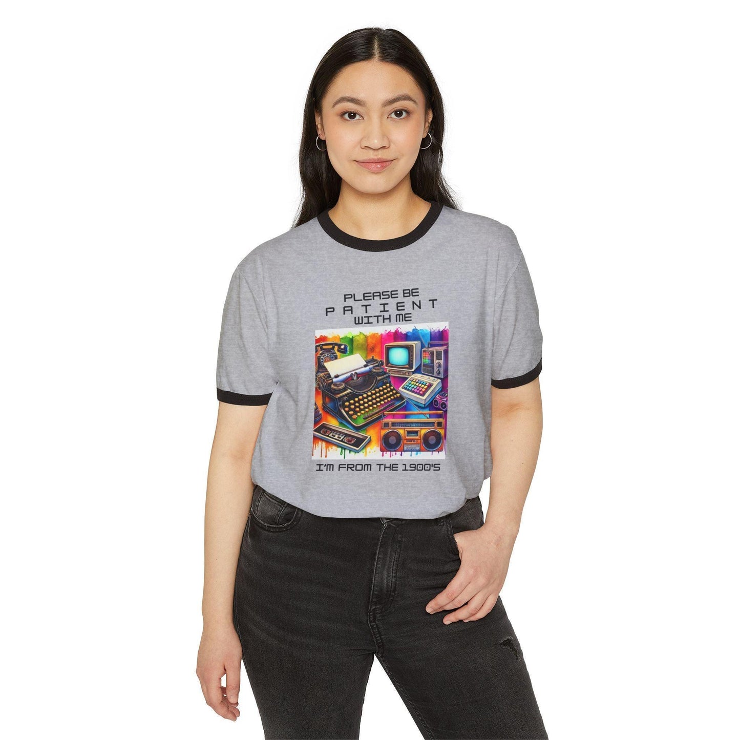 Please Be Patient, I'm from the 1900s 🕰️ - Unisex Cotton Ringer T-Shirt 🕰️ - Whippie's