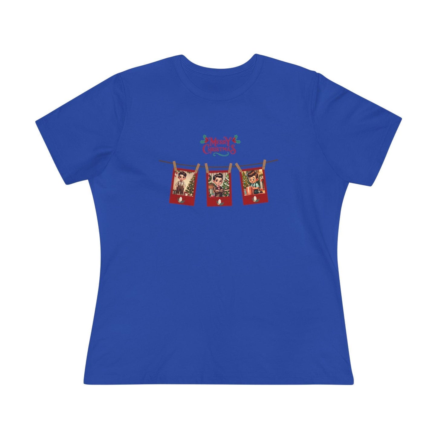 Merry Christmas - Photo Banner - Dark Hair Boys - Women's Softstyle Tee - Whippie's
