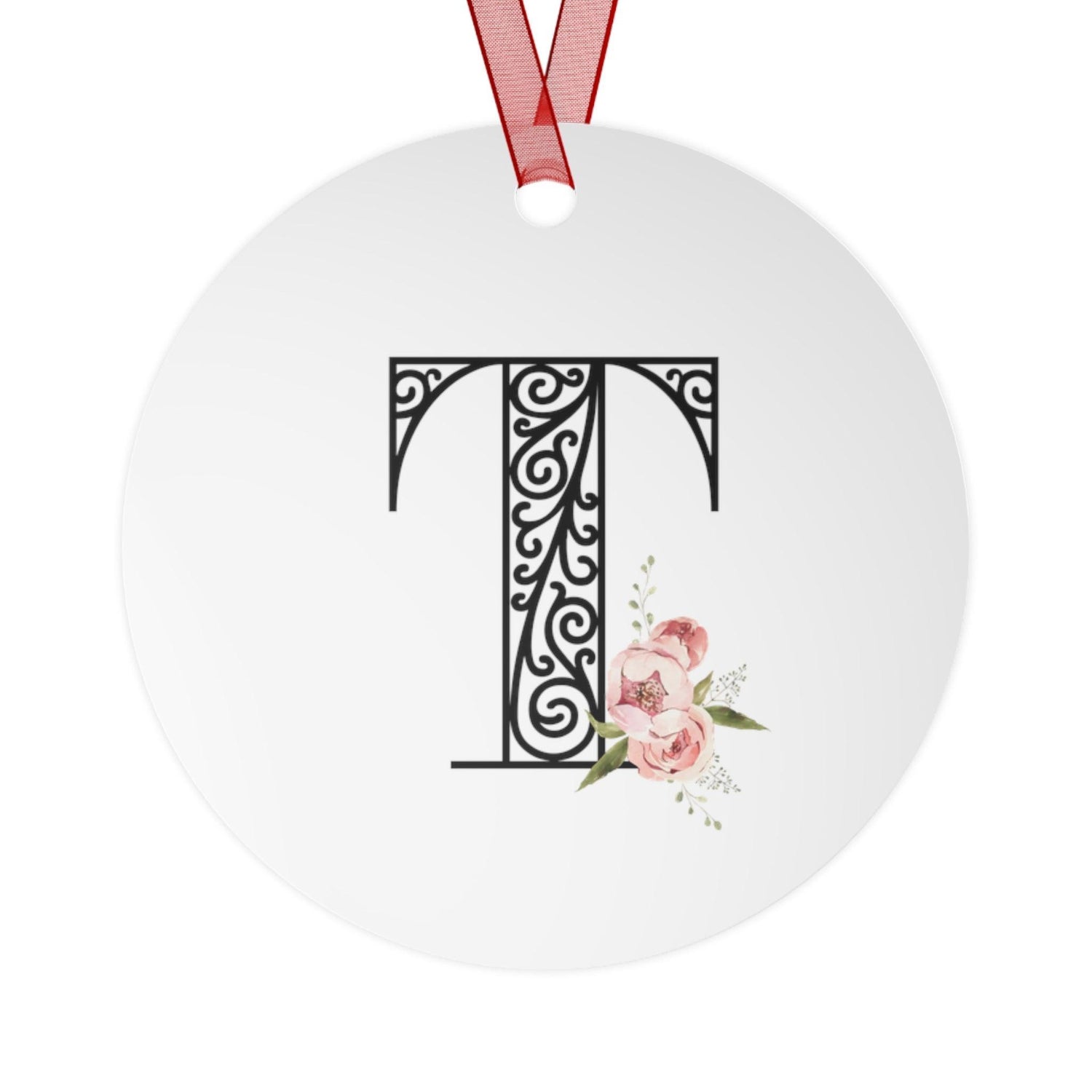 Floral Letters: Letter T - Metal Christmas Ornament - Whippie's