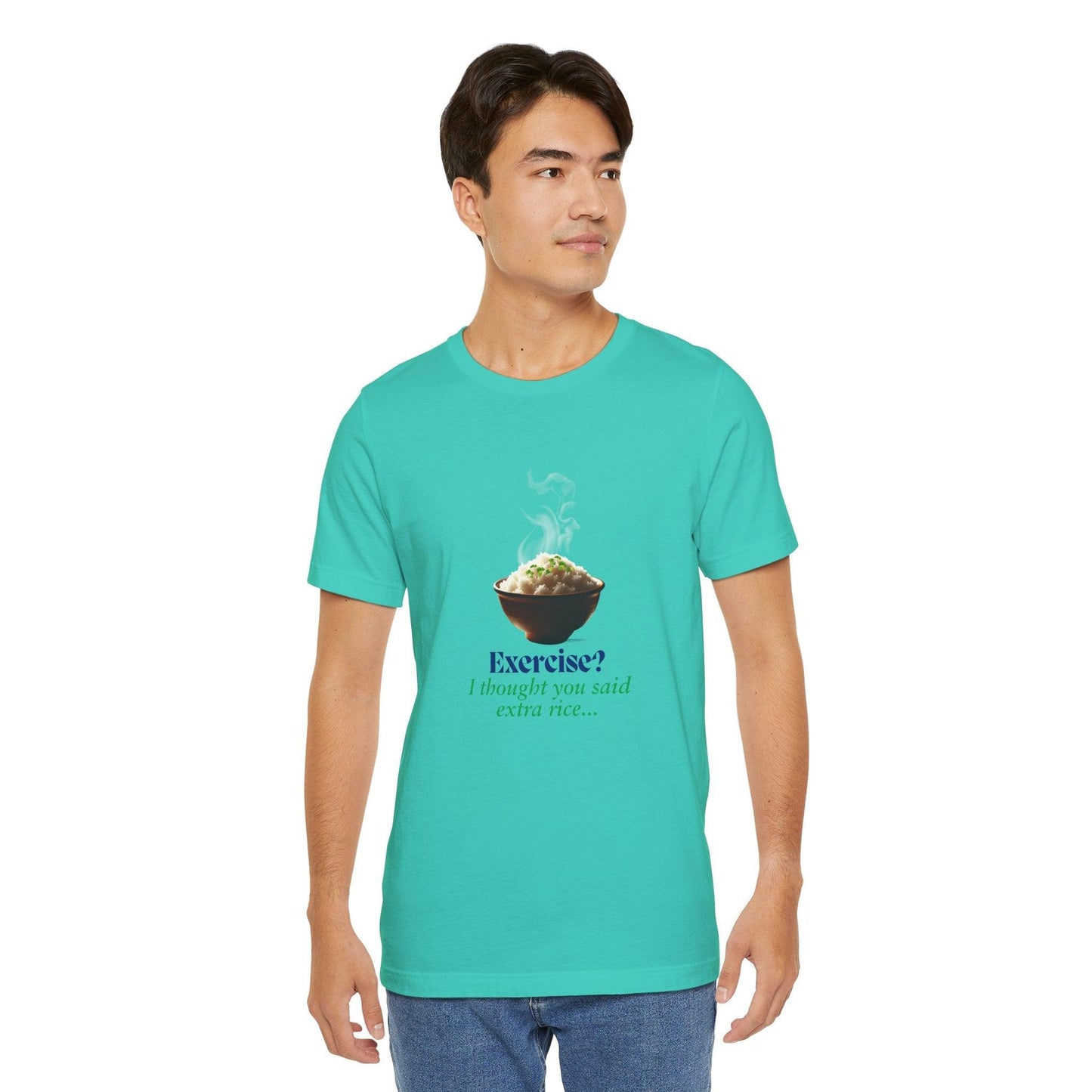 "Exercise? I Thought You Said Extra Rice!" Unisex Jersey Tee - 🍚 Fuel Your Body and Your Humor! 🍚 - Whippie's