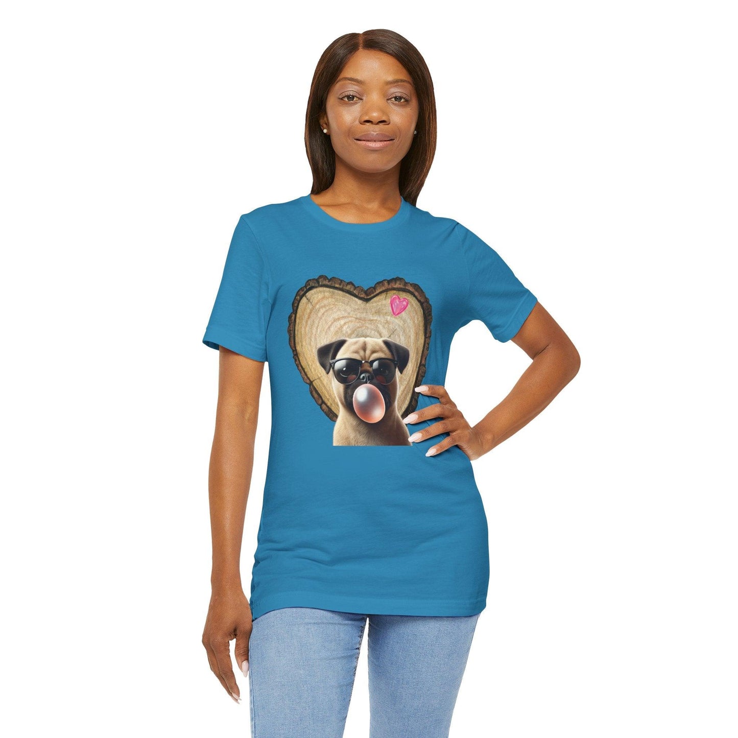 Pug Love - Unisex Jersey Tee - 🐶💕 Spread the Love with a Bubbly Pug! 💕🐶 - Whippie's