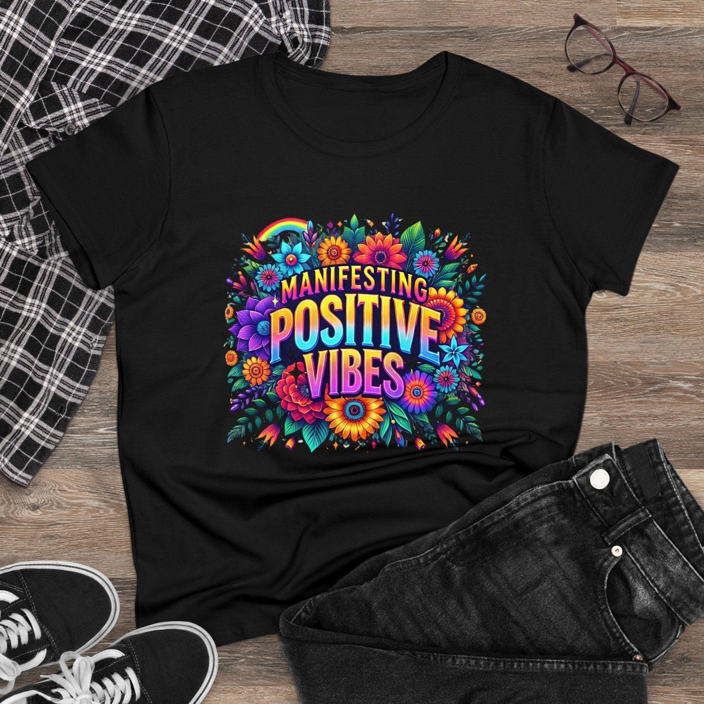 ✨ Manifesting Positive Vibes 🌈 Women's Tee 🌼 - Whippie's