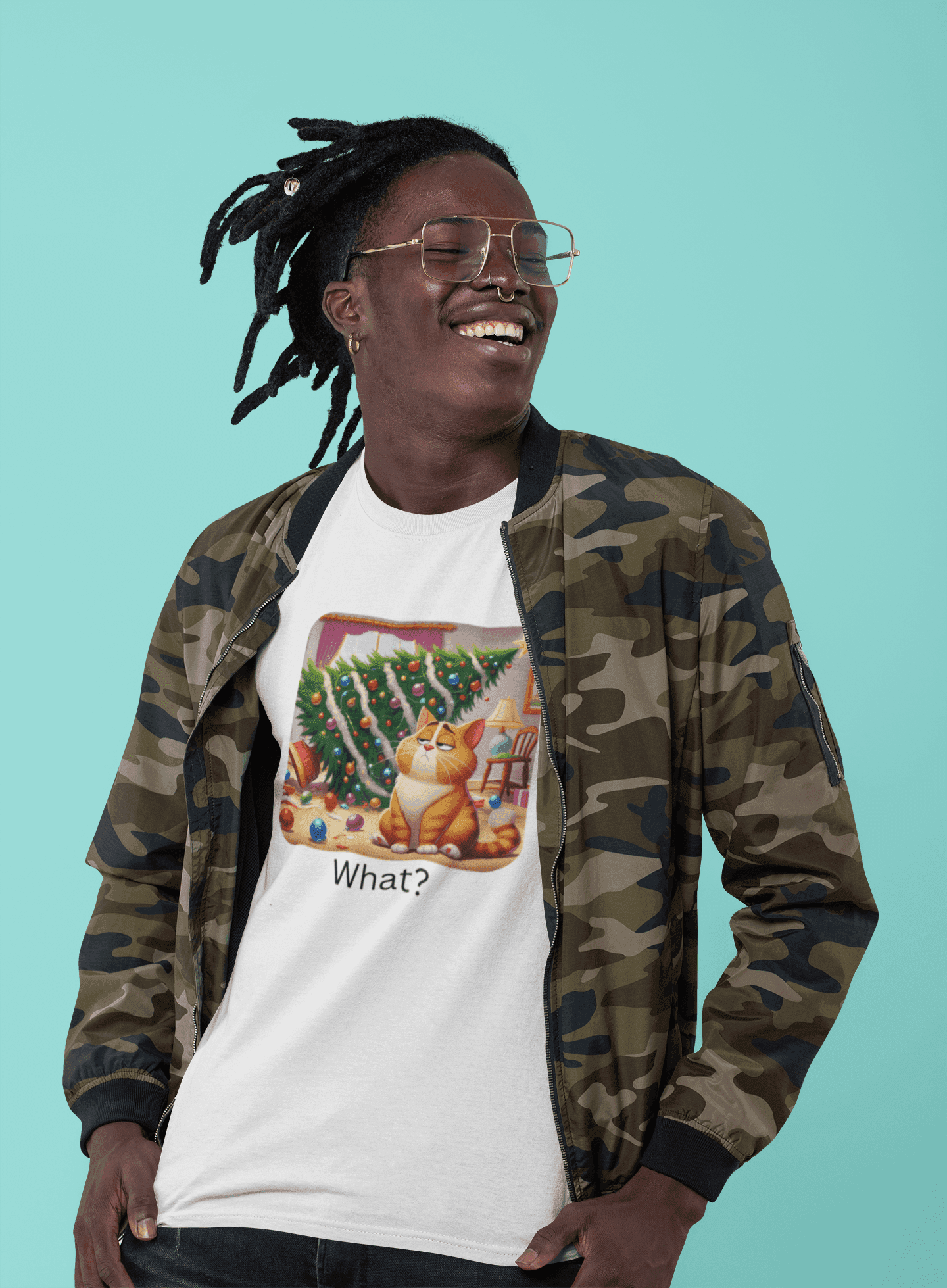 What? 🙀🎄 Feline Holiday Mischief! 😼🎁 - Unisex Softstyle T-shirt - Whippie's