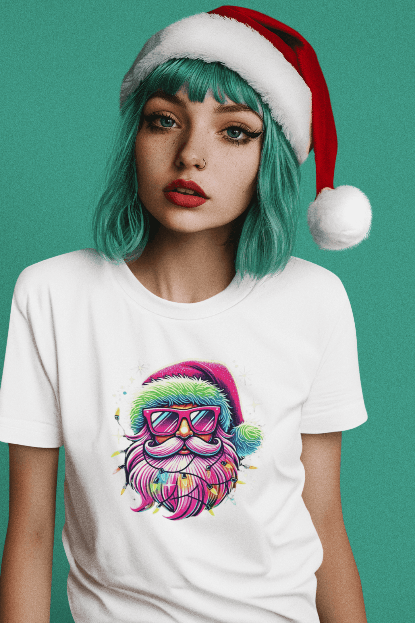 Shine Bright Like Santa! 🎅🎄🌈✨ - Unisex Softstyle T-shirt - Whippie's