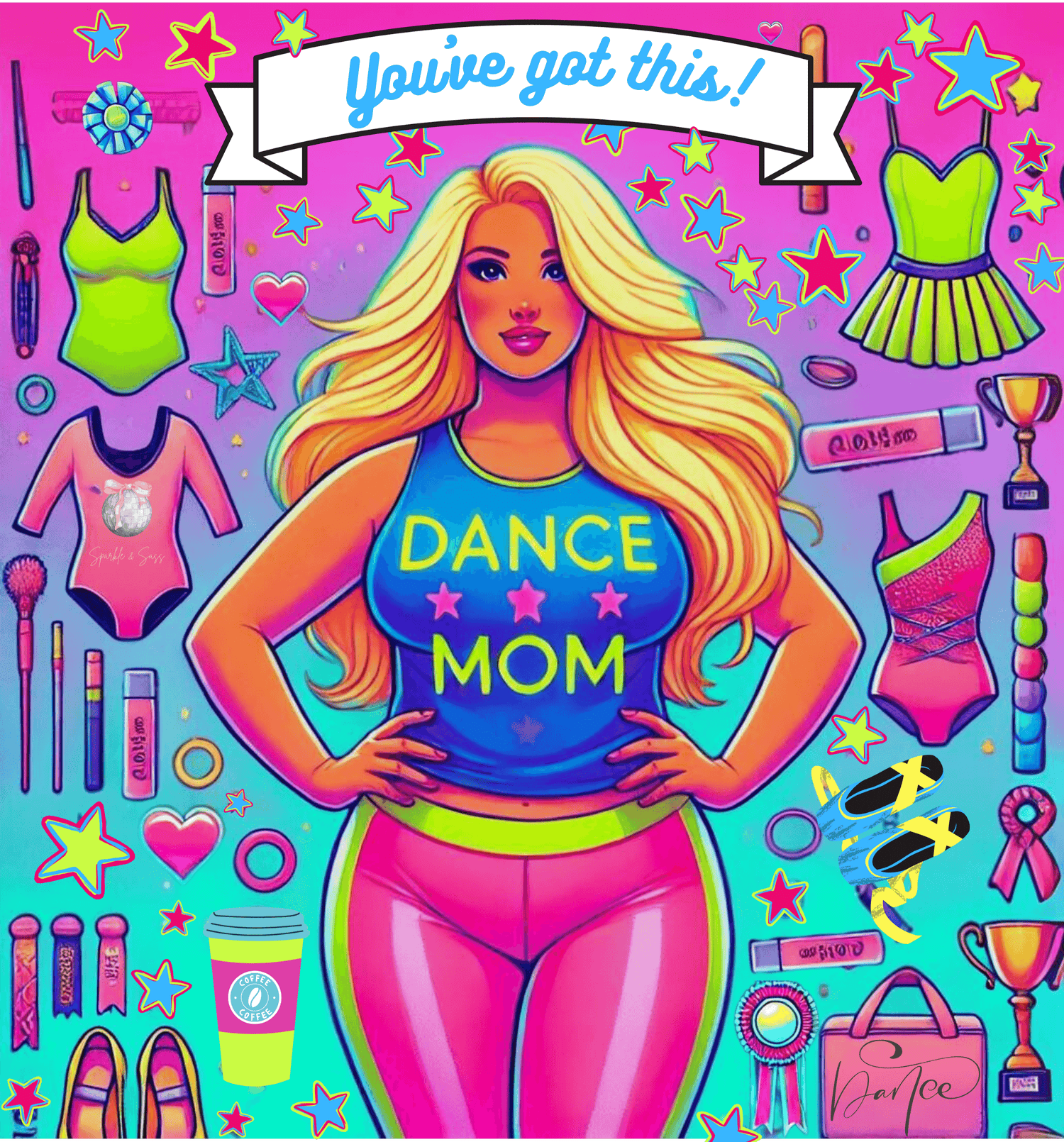 Dance Mom: You've Got This - Blonde Mom - Curvy - Women's Flowy Racerback Tank - Whippie's