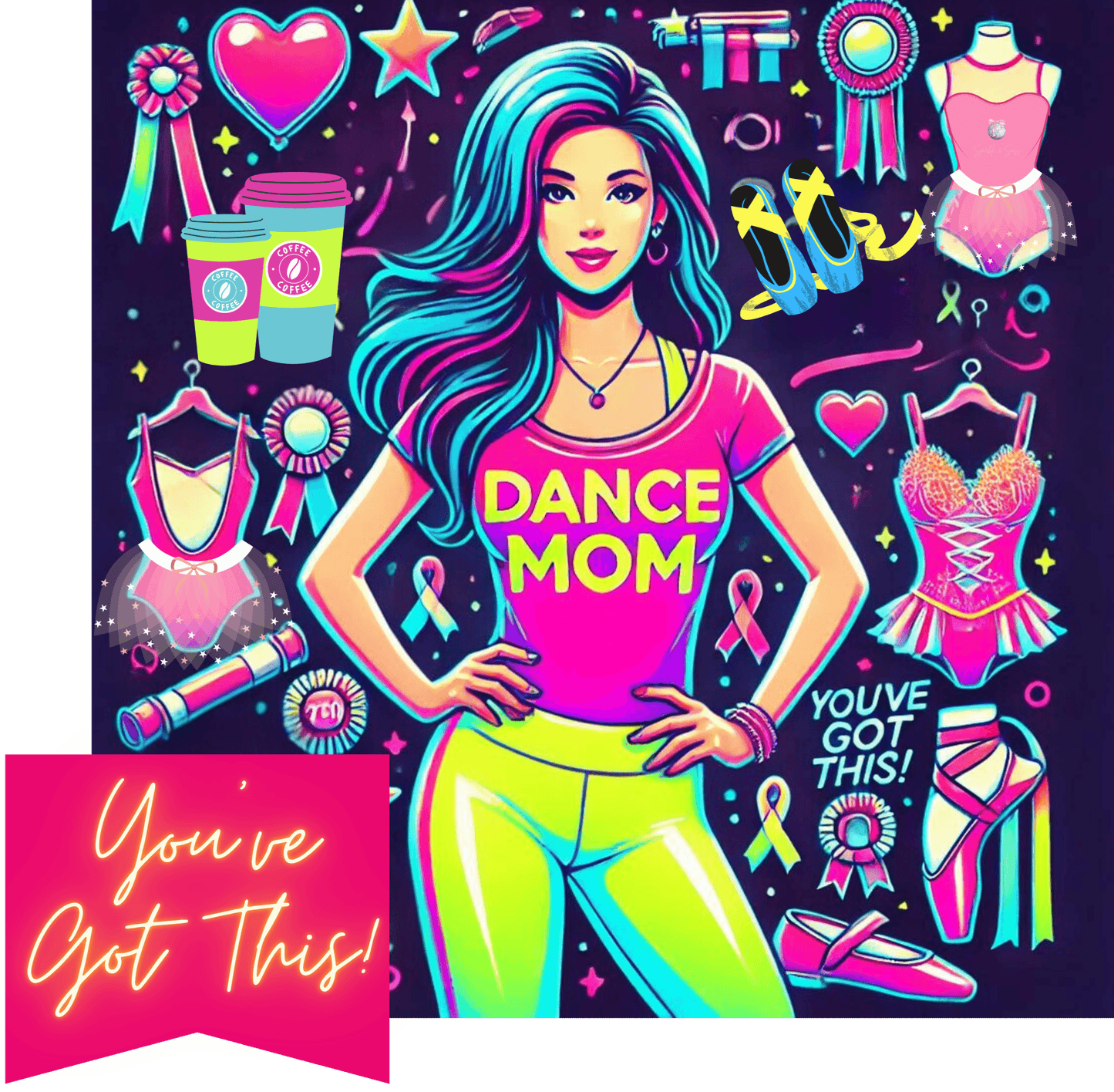 Dance Mom: You've Got This - Brunette Mom - Young - Women's Flowy Racerback Tank - Whippie's