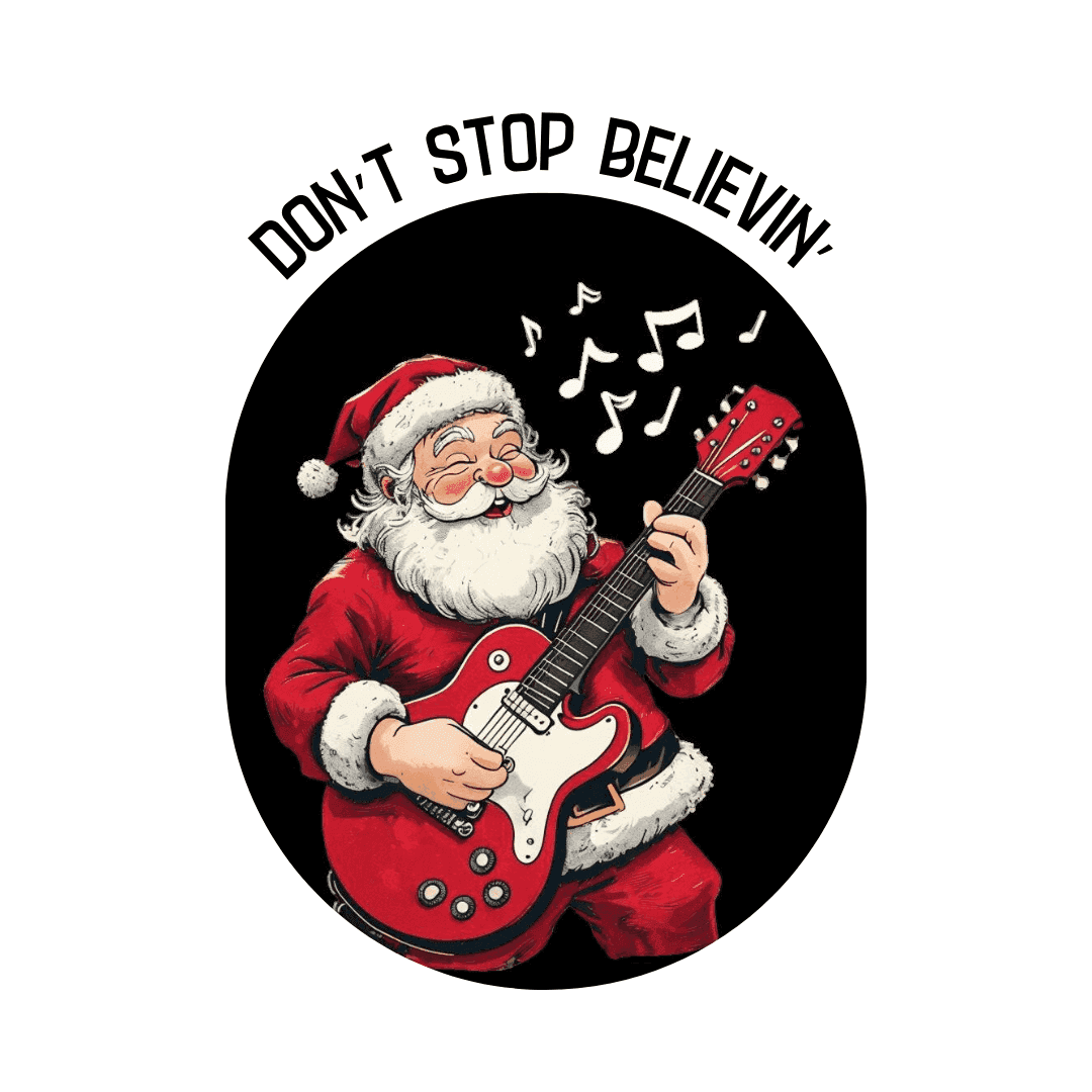Rockin' Santa: Don't Stop Believin' in Holiday Cheer! Kids Softstyle Tee - Whippie's