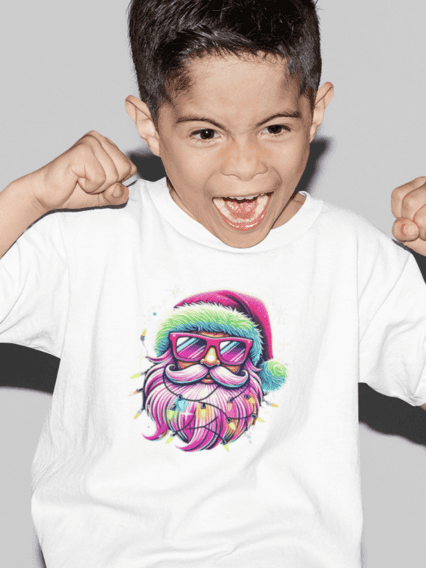 Shine Bright Like Santa! ✨🎅🎄🌈 Kids Softstyle Tee - Whippie's