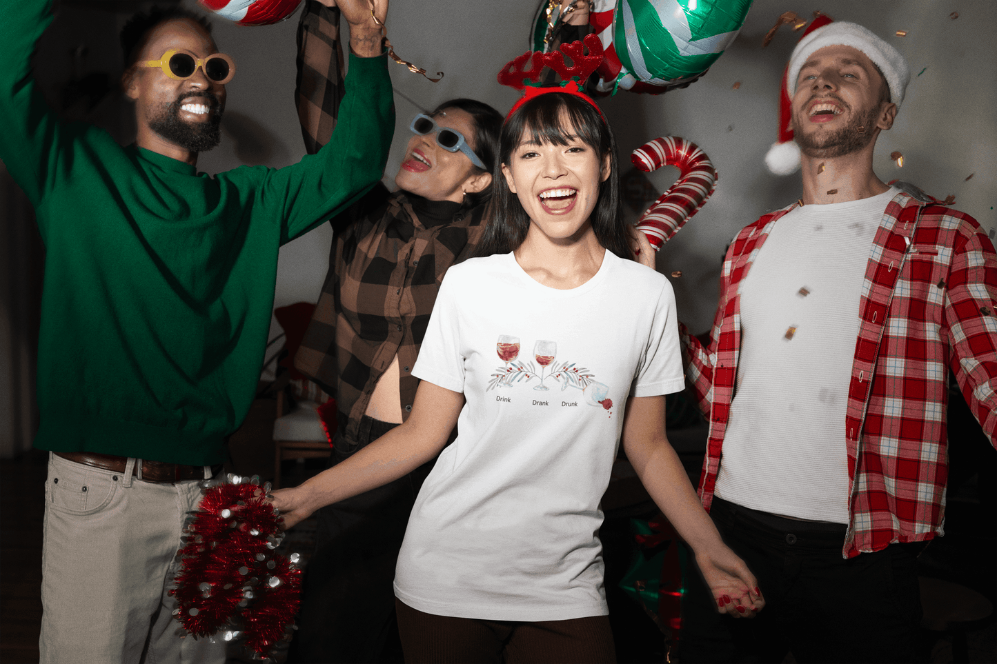 Drink Drank Drunk 🍷🍷🍷 - Holiday Edition - Unisex Softstyle T-shirt - Whippie's