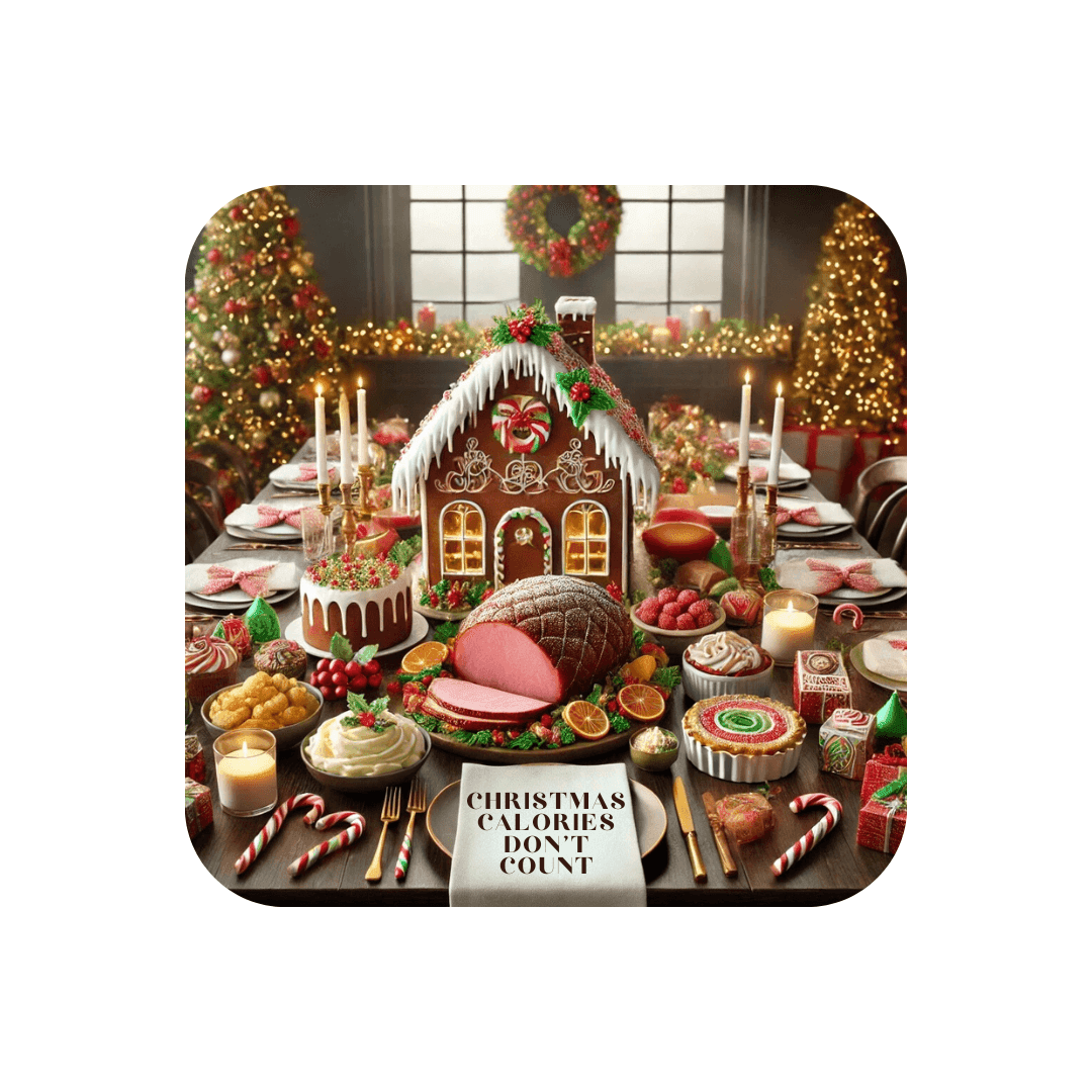 Christmas Calories Don’t Count 🎄 – Fun Festive Design with Gingerbread House & Holiday Feast - Unisex Softstyle Tee - Whippie's
