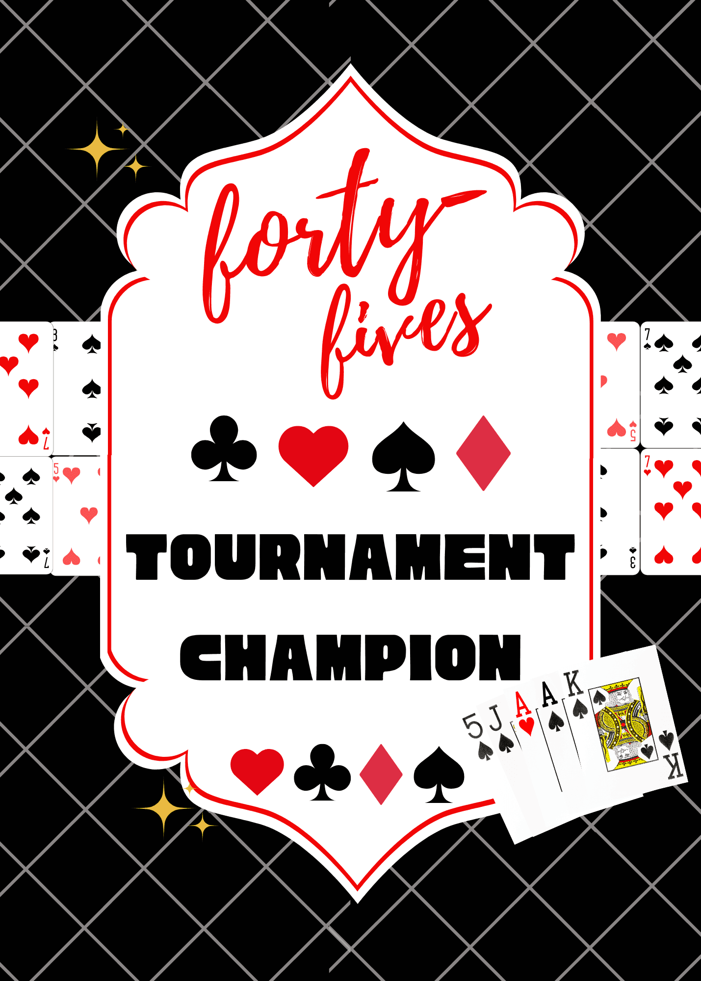 Forty-Fives Tournament Champion - Black Background - Unisex T-Shirt - Whippie's