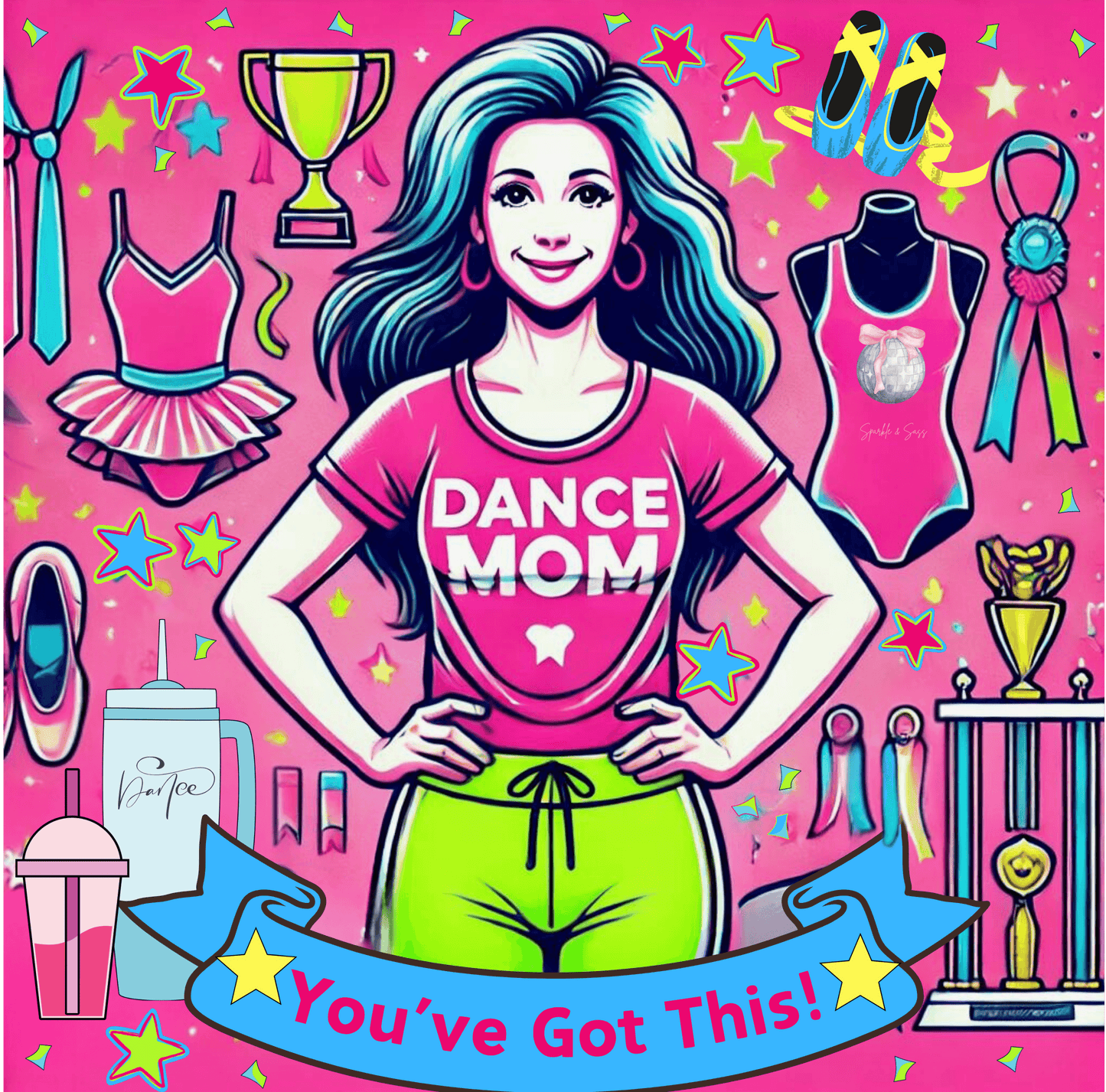 Dance Mom: You've Got This - Brunette Mom - Women's Flowy Racerback Tank - Whippie's