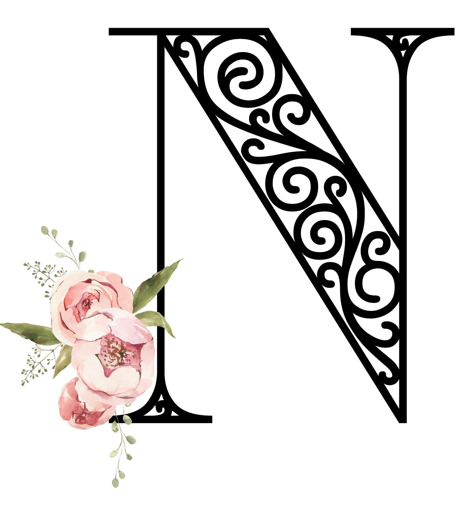 Floral Letters: Letter N - Kids Softstyle Tee - Whippie's
