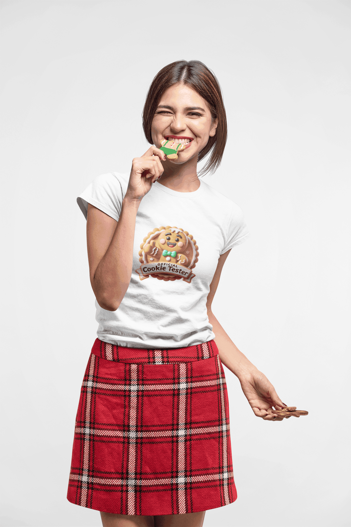 Official Cookie Tester 🍪 – Fun Gingerbread Design with Peeking Gingerbread Man - Unisex Softstyle Tee - Whippie's