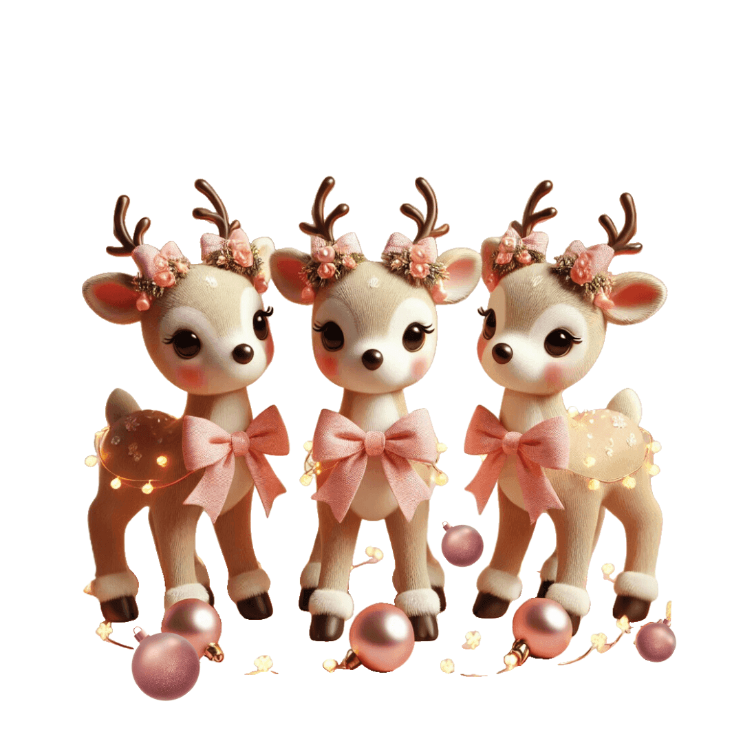 Rose Gold Reindeer Trio Christmas Decor - Women's Softstyle Tee - Whippie's