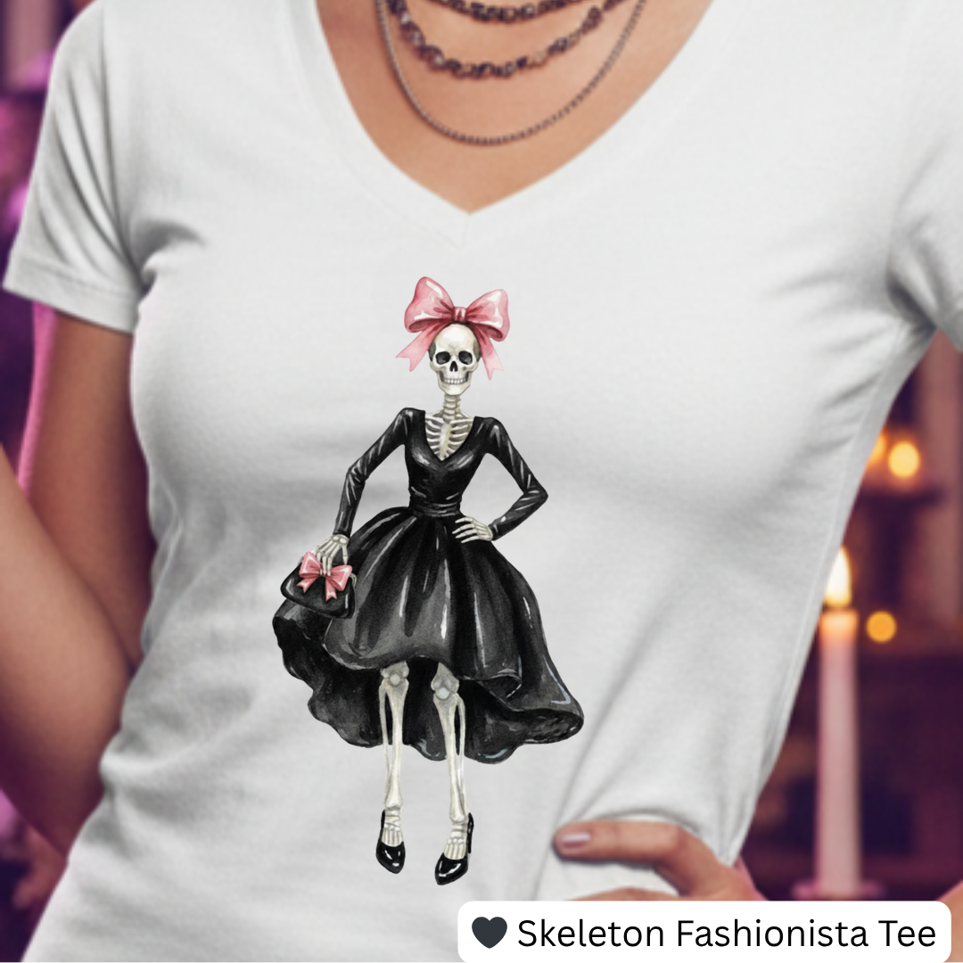 Skeleton Fashionista Women's Deep V-Neck Tee