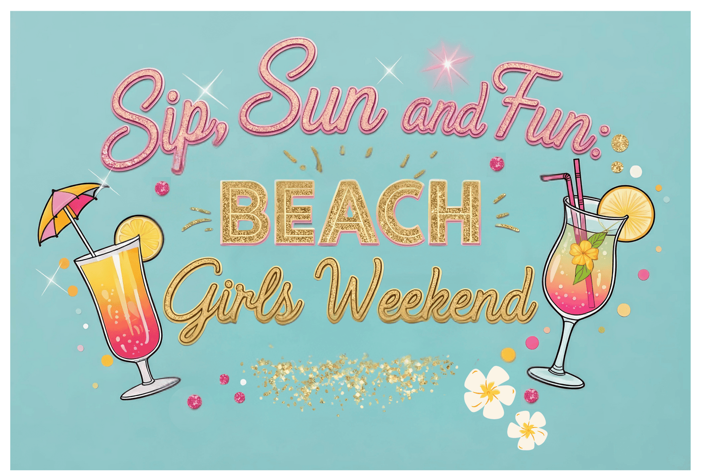 Sun, Sips, and Fun Beach Girls' Weekend - Weekender Tote Bag - Whippie's